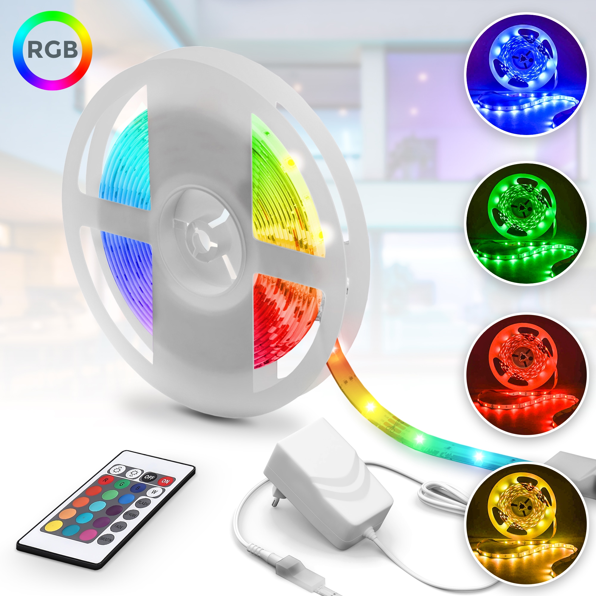 auf mit LED-Streifen kaufen RGB selbstklebend Band/Stripes 5m Silikonbeschichtung LED Rechnung B.K.Licht »Crucis«,
