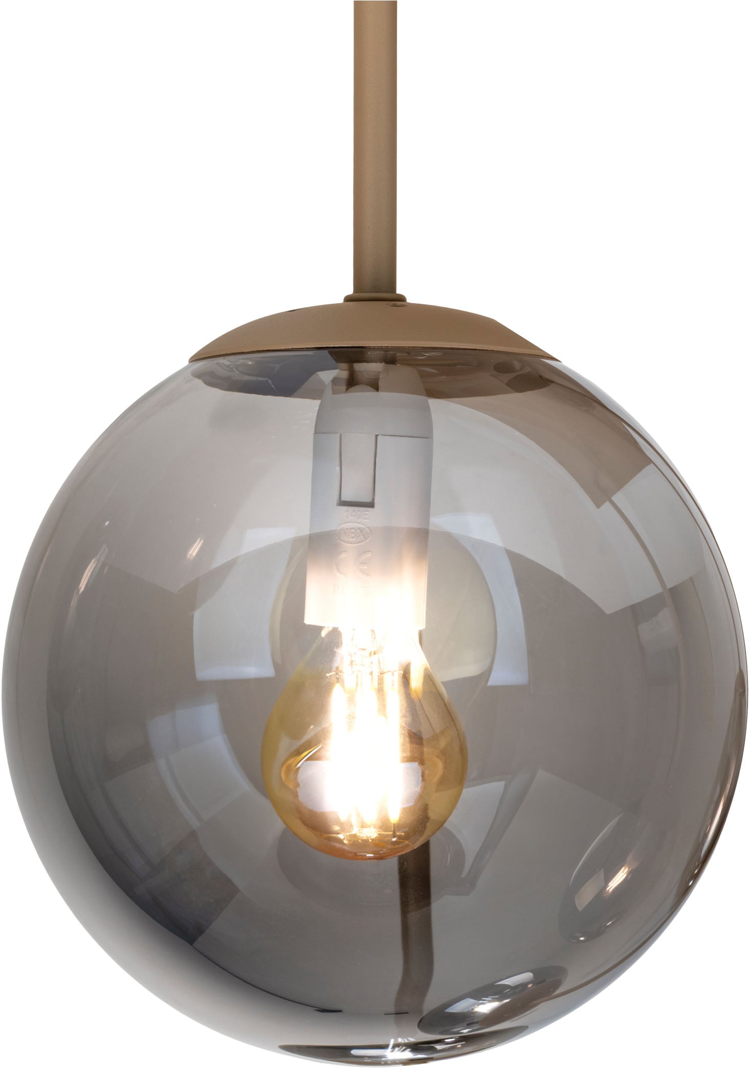 my home Pendelleuchte »Nymölla« E14 1 Stk. 5 Glaskugeln mit je 1x E14 exkl., Gestell eckig beige matt