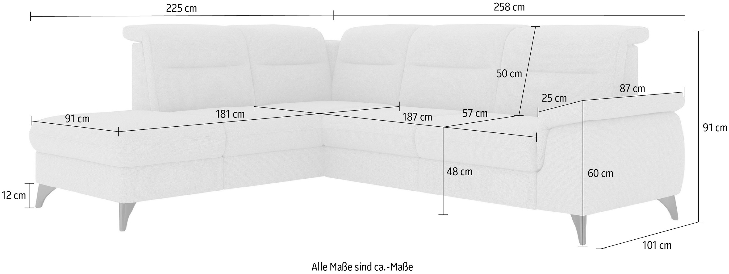 sit&more Ecksofa »Astoria L-Form« wahlweise mit motorischer Relaxfunktion