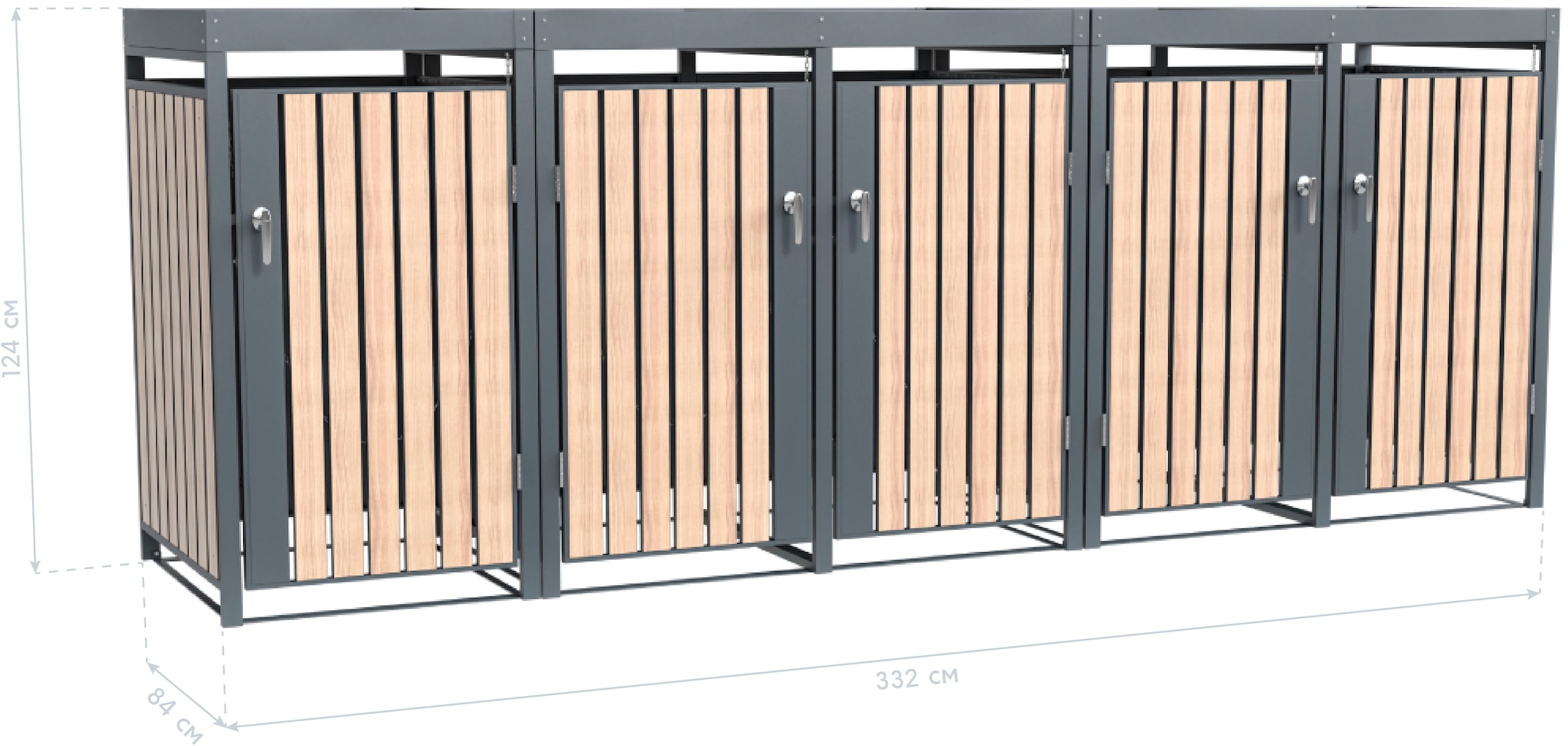 WESTMANN Mülltonnenbox »Planta« Platz für 5 Mülltonnen je 240 L, BxHxT: 332x84x124,5 cm