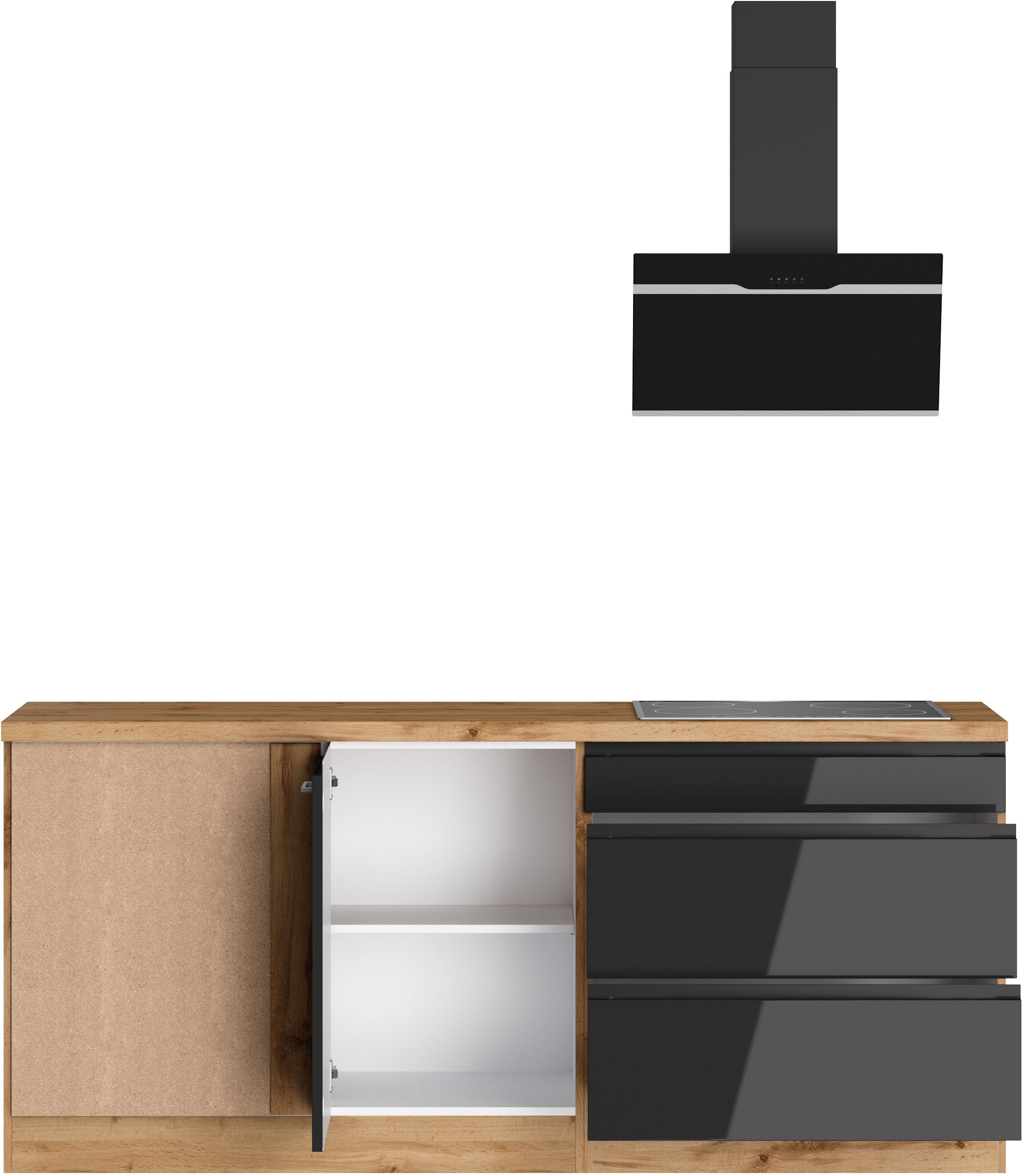 KOCHSTATION Winkelküche »KS-Virginia,neu in verbesserter Ausführung« Arbeitsplatte 38 mm stark, Stauraum, Softclose,  Stellbreite 230/190 cm, Soft-Close,wahlweise mit E-Geräten