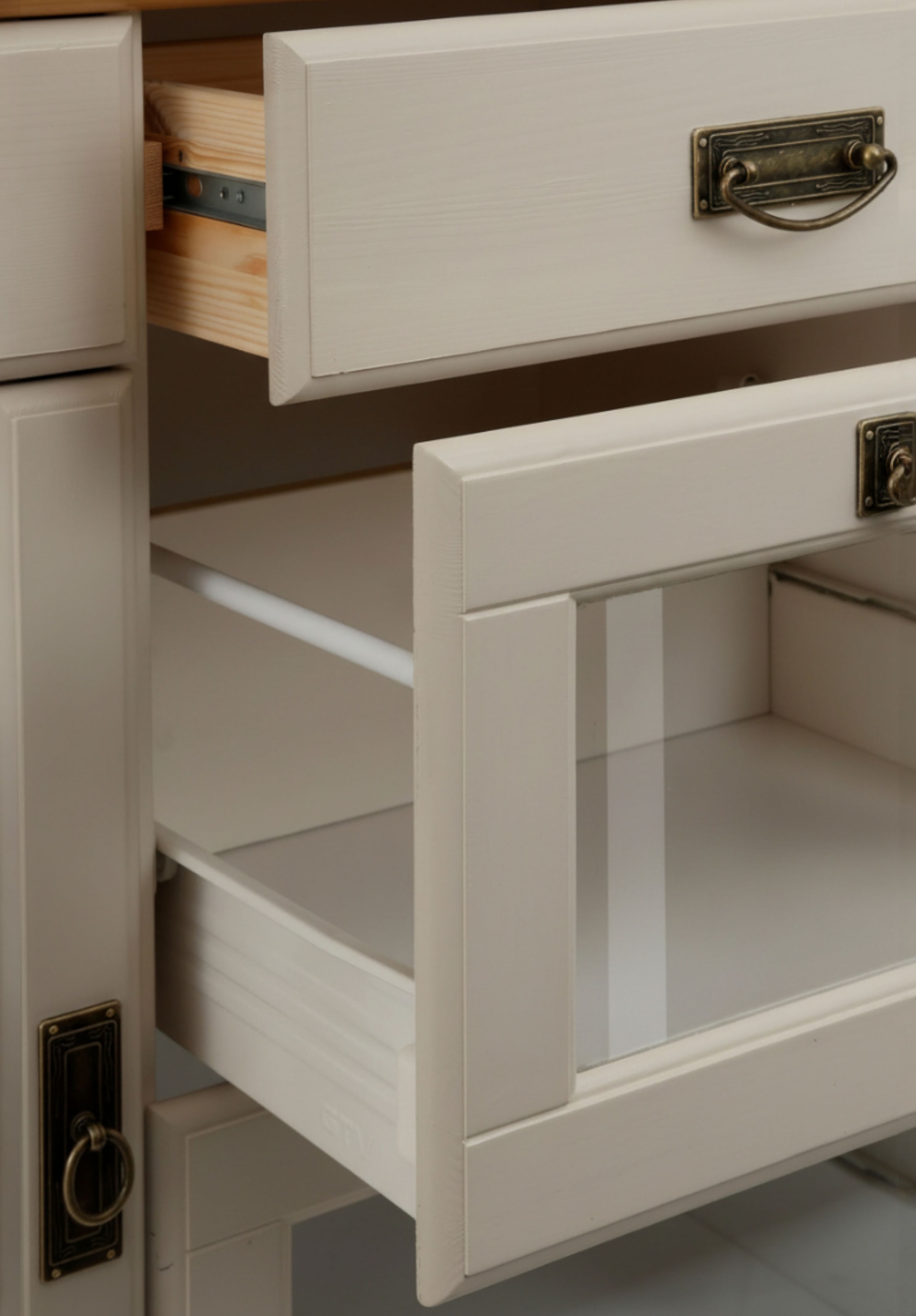 OTTO home Sideboard »Rügen Kommode mit 2 Türen, 6 Schubläden mit Metallringgriffe« aus massiver Kiefer, Schubladen mit Glaseinsatz, natürliche Maserung