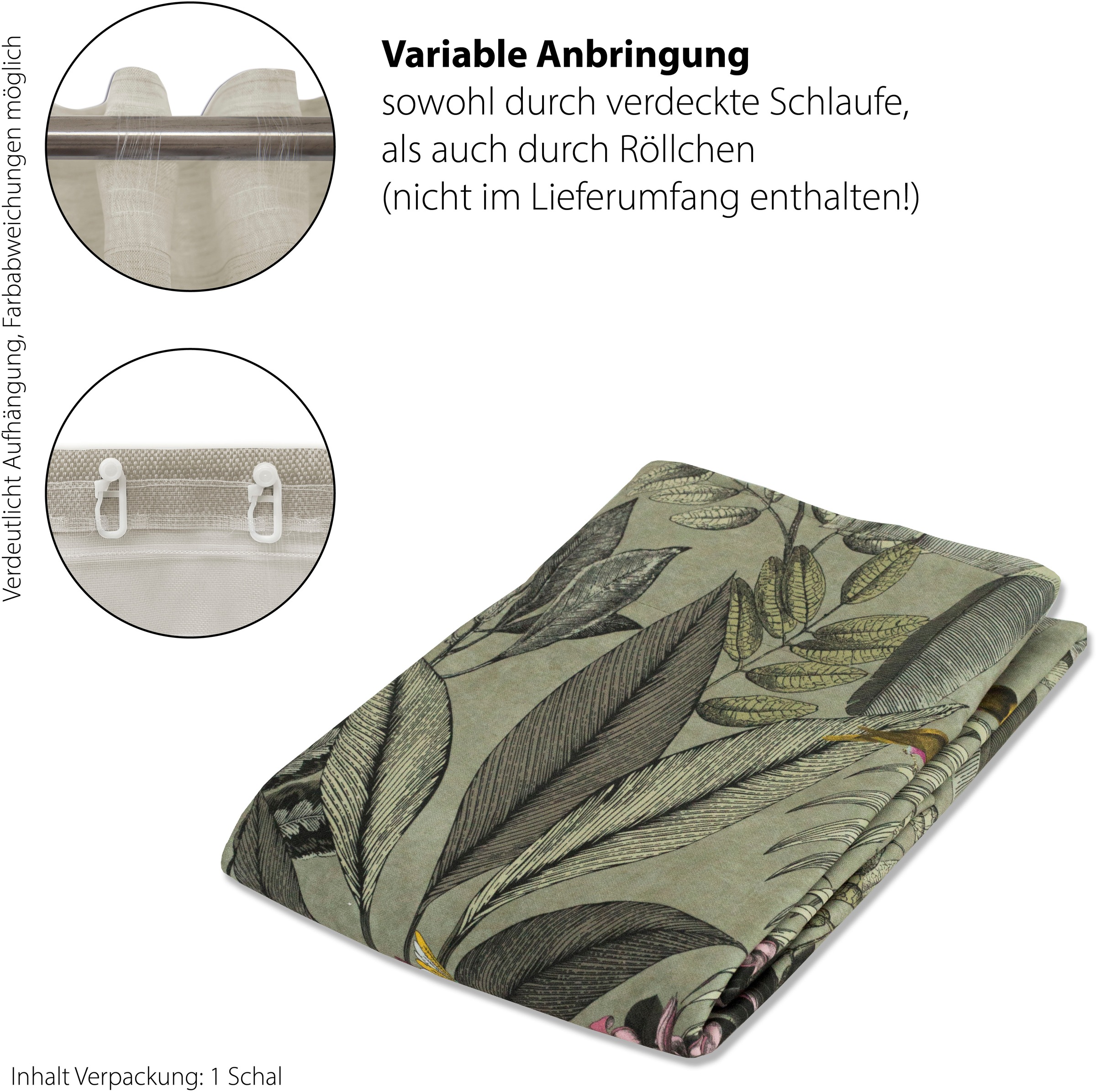 HOMING Vorhang »Kelani«, (1 St.), blickdicht, floral, Blumen, Wohnzimmer, Schlafzimmer