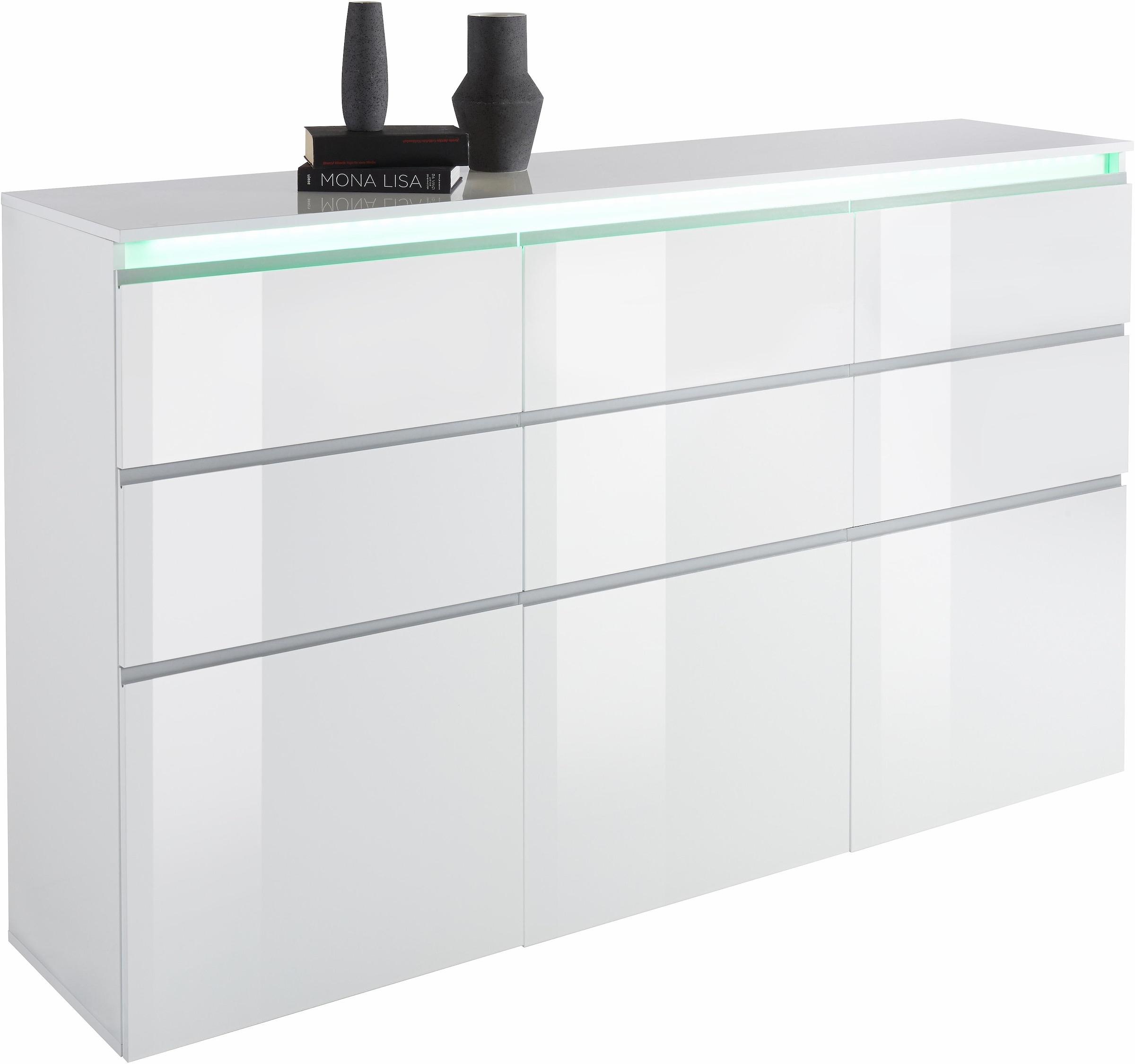 INOSIGN Highboard »Magic, Highboard, Hochschrank, Hochkommode«, mit 3 Türen und 6 Schubkästen, Hochglanz lackiert, Breite 180cm