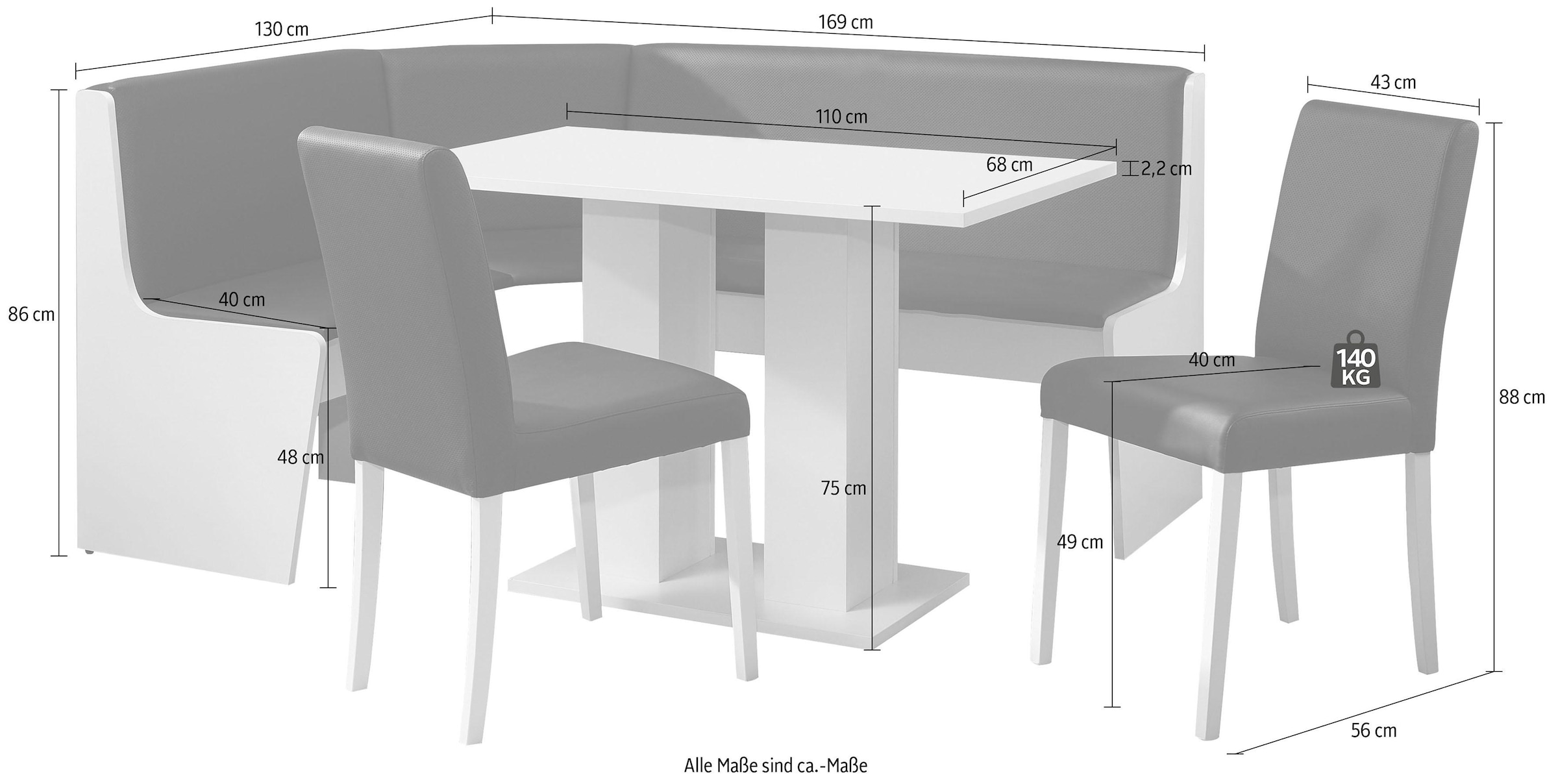 massivline&more Eckbankgruppe »Sylt« Set, 4 Stk. tlg. Eckbank ist umstellbar, Eckbank mit Truhe