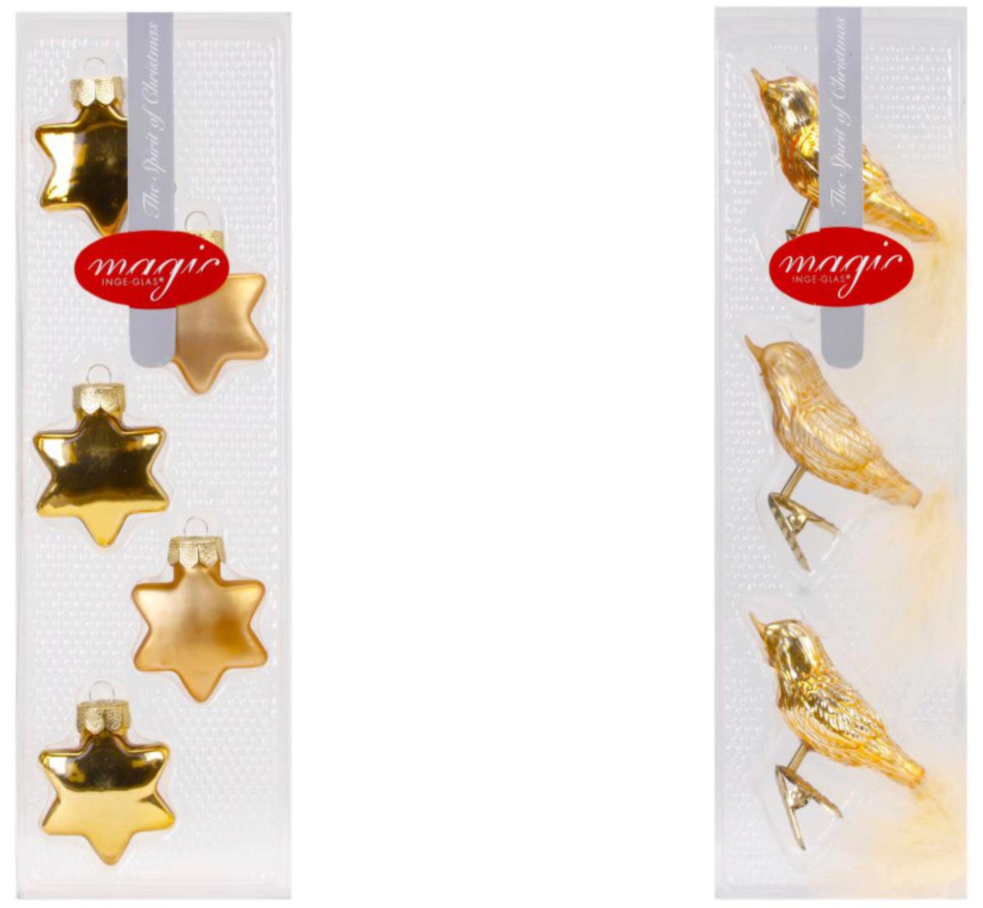 MAGIC by Inge Christbaumschmuck »Glasornament Inkagold, Stern und Vogel«, (Set, 8 tlg.), Weihnachtsdeko, Weihnachtsbaumschmuck aus Echtglas