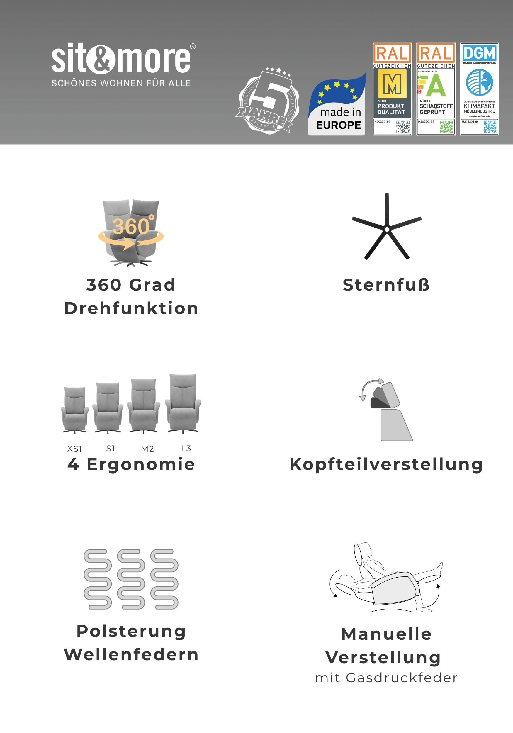 sit&more TV-Sessel »TV Lazy« zur Auswahl mit Herz-Waage-Position