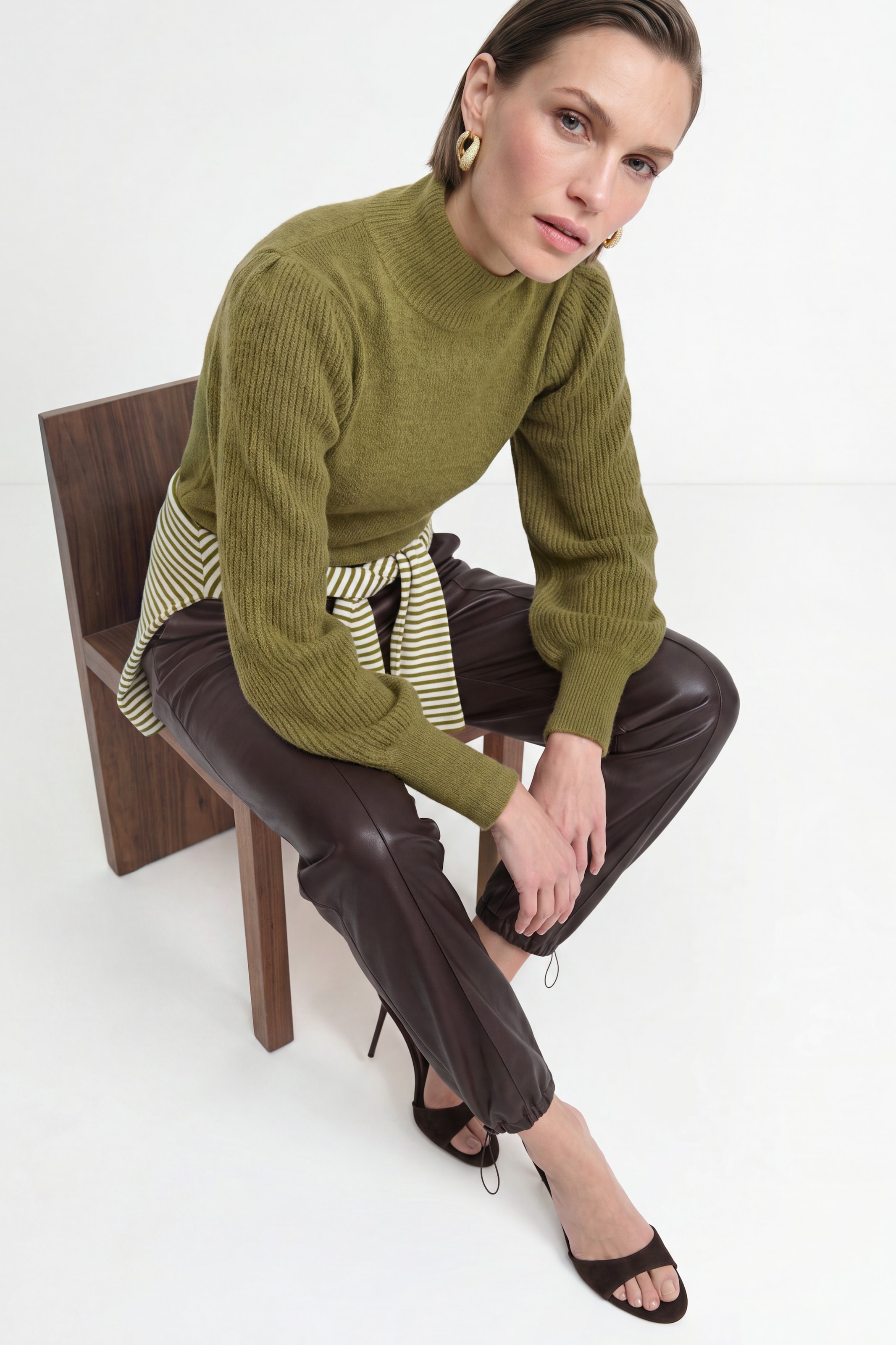 RICHROYAL Stehkragenpullover Regular fit mit Alpakawolle, Stehkragen, Puffärmel