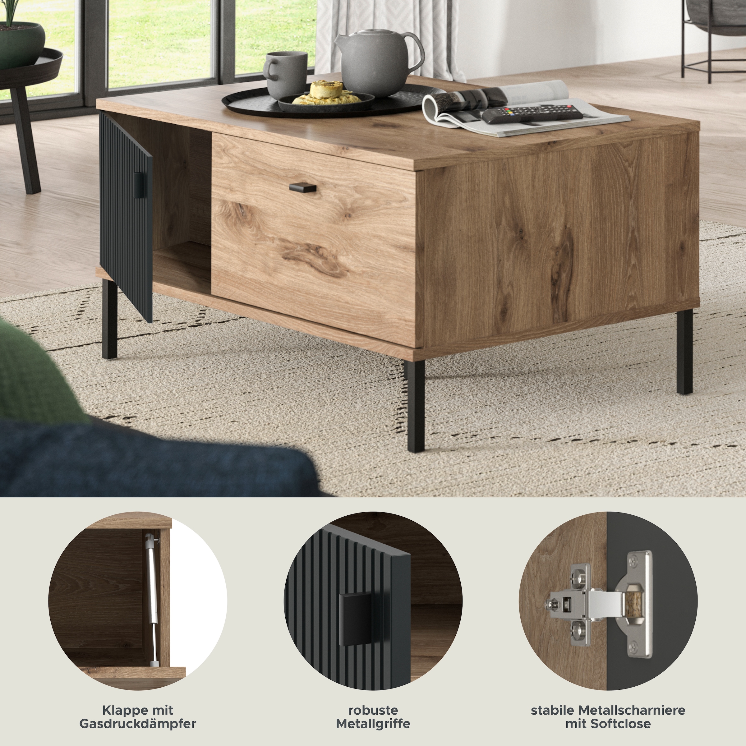 INOSIGN Couchtisch »TREVERK, Breite: 100 cm« 1 Stk. tlg. Couchtisch, Wohnzimmertisch, Beistelltisch, Wohnzimmer