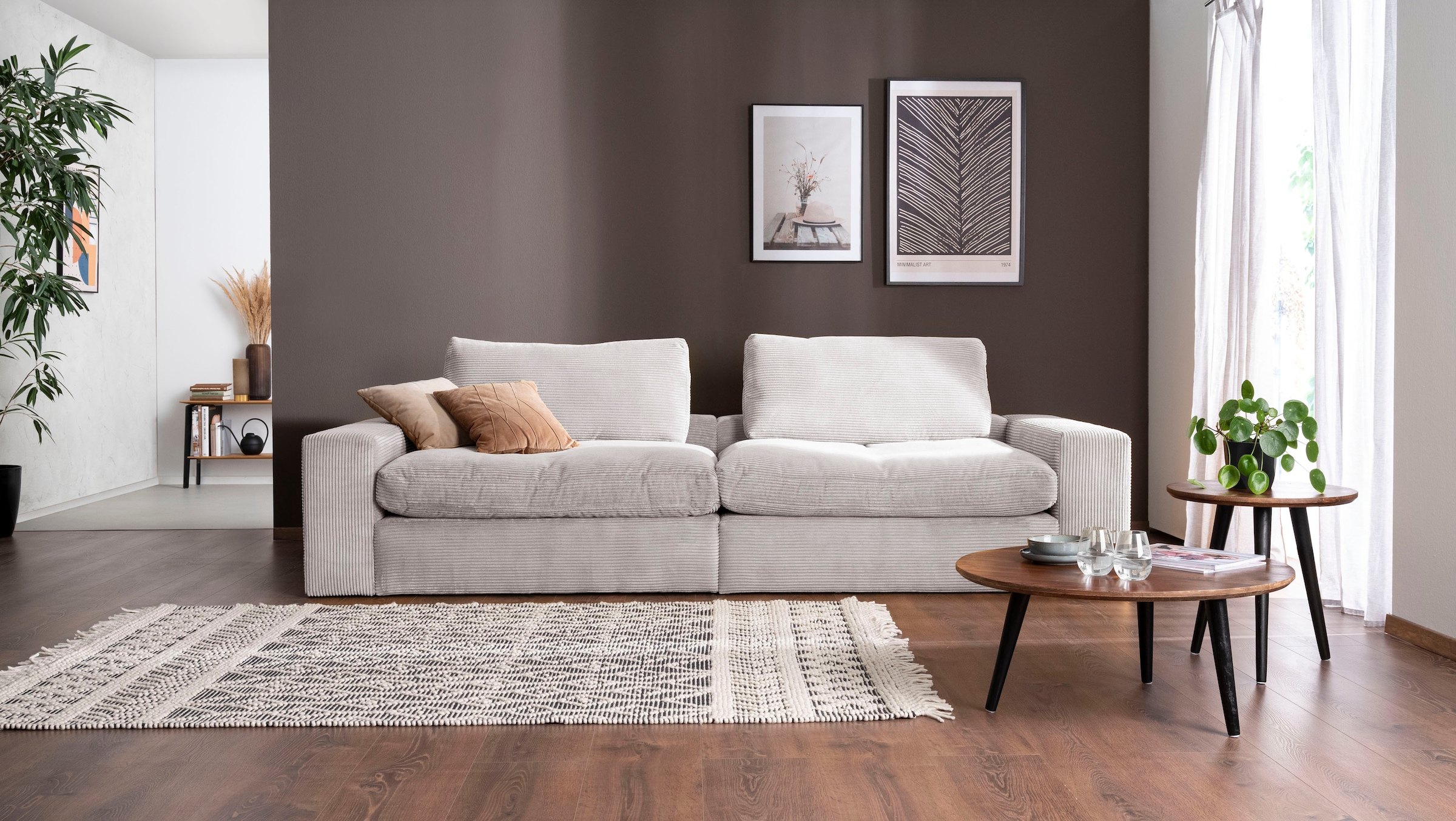 alina Big-Sofa »Sandy«, 256 cm breit und 123 cm tief, in modernem Cordstoff