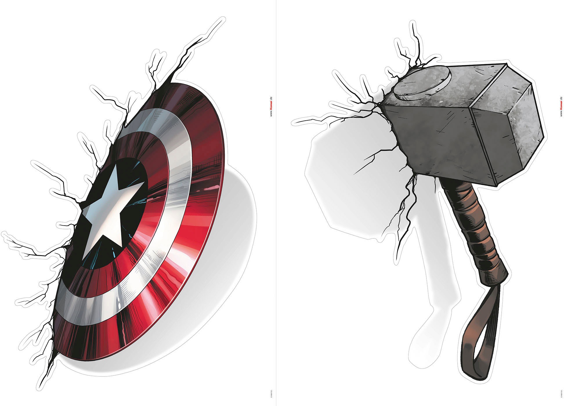 Komar Wandtattoo »Avengers Powerful Weapons - Größe 50 x 70 cm«, (2 St.), selbstklebend, Wandsticker, Kinderzimmer