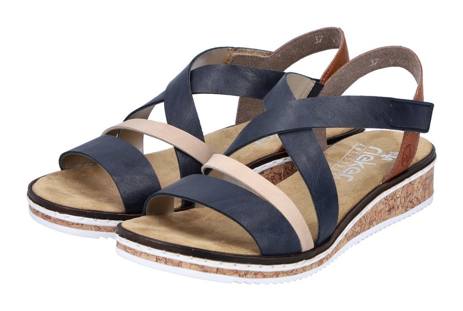 Rieker Riemchensandale, Sommerschuh, Sandalette, Keilabsatz, mit Klettriemchen