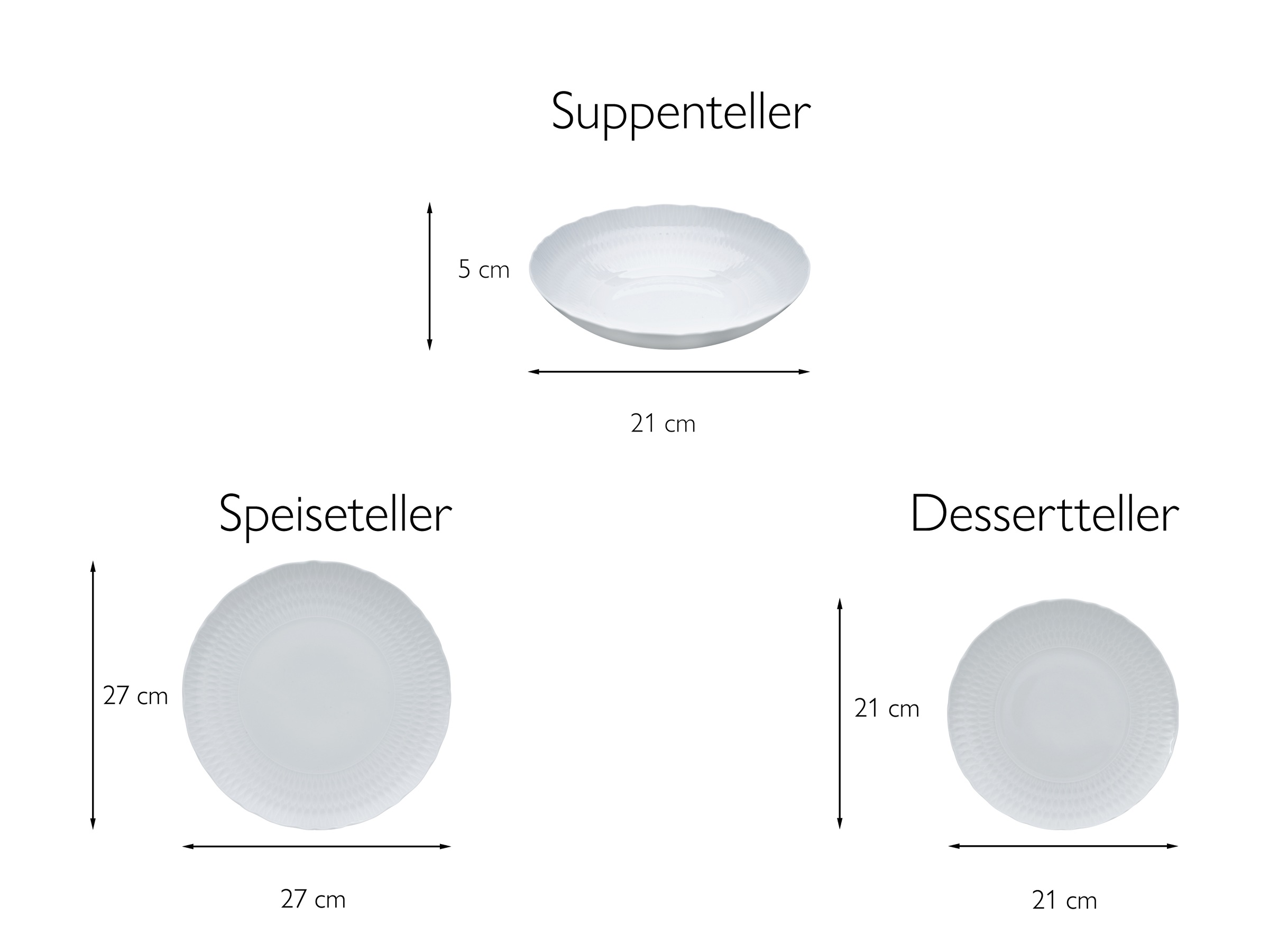CreaTable Teller-Set »Geschirr-Set Sofia«, (Set, 12 tlg., Tafelservice für 4 Personen), Service, klassisch elegantes Relief, 12 Teile, für 4 Personen