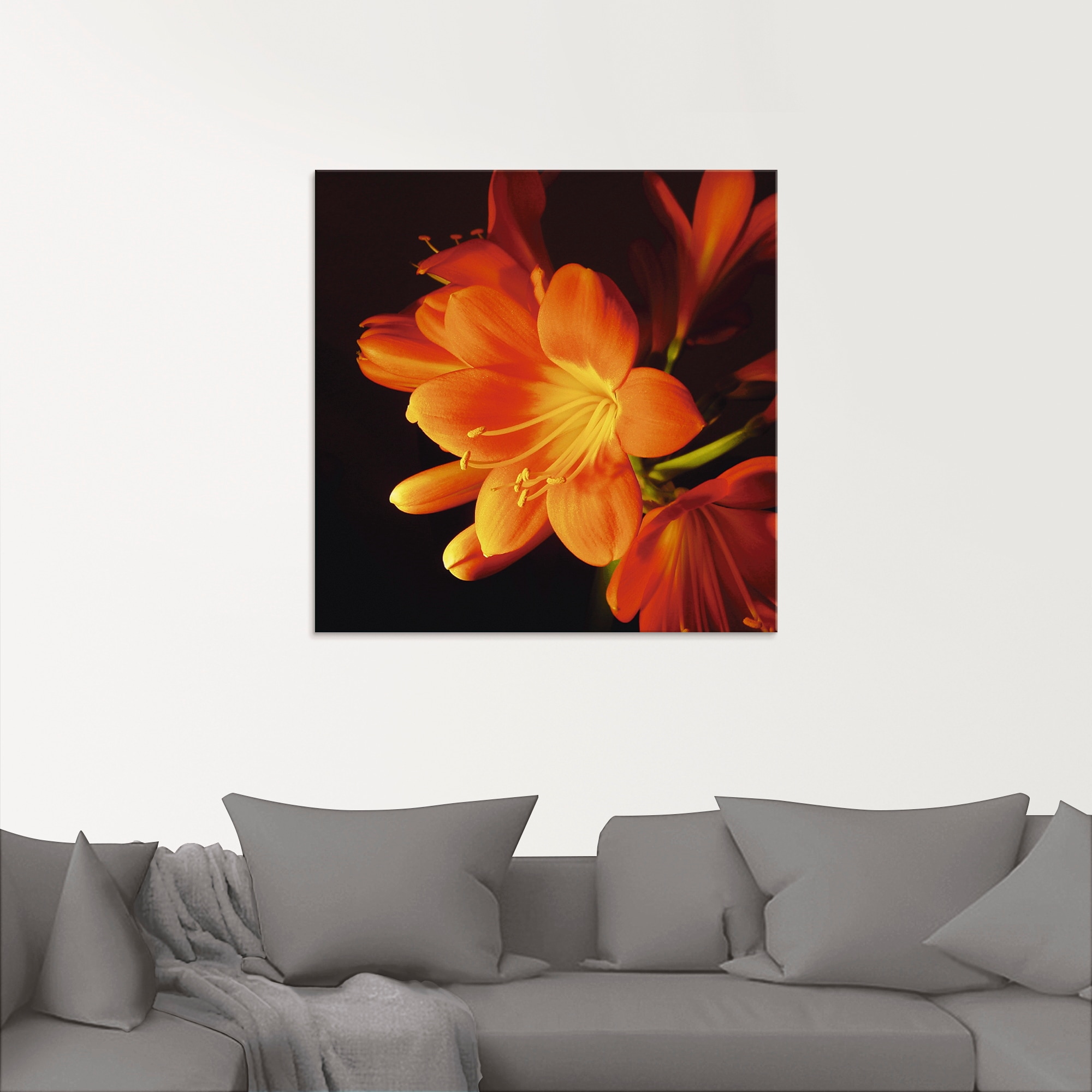 Artland Glasbild »Clivie in leuchtendem Orange« Blumen 1 Stk. tlg. in verschiedenen Größen