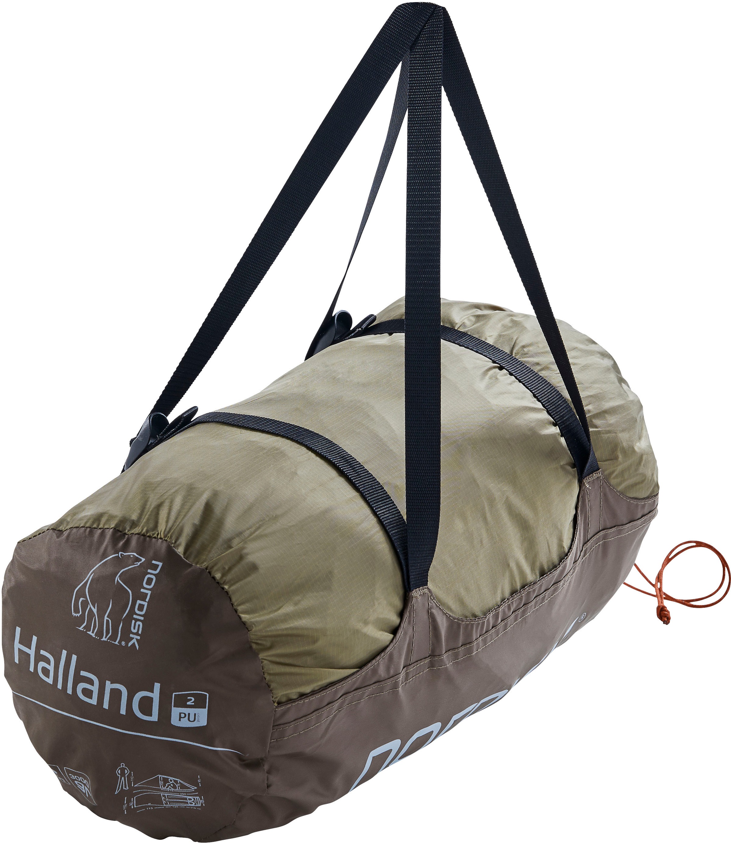Nordisk Tunnelzelt »Halland 2 PU Tent Dark Olive«, 2 Personen, (Packung, 1 tlg.)