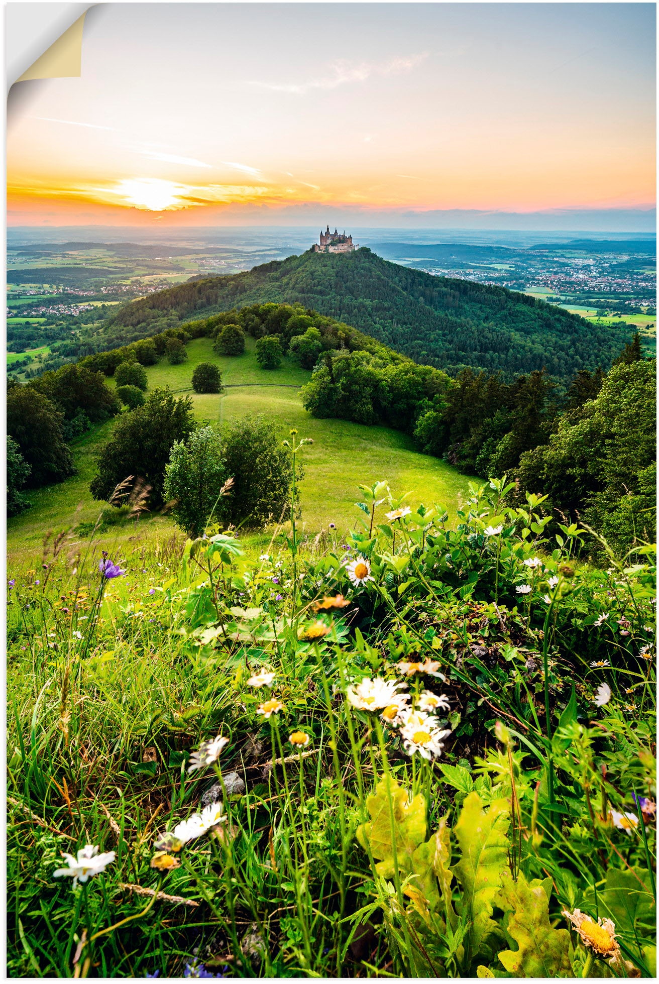 Poster Alpenbilder, »Burg Alubild, Sonnenuntergang«, bestellen Hohenzollern als versch. Leinwandbild, auf Größen in Berge (1 & St.), Wandaufkleber Artland Rechnung Wandbild bei oder