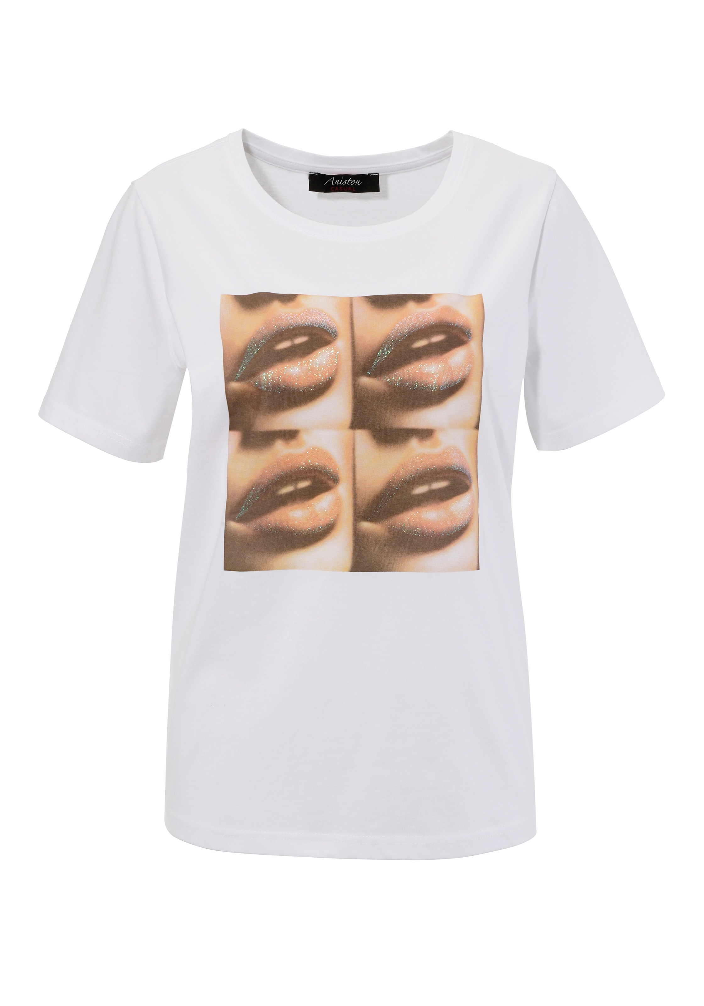 Aniston CASUAL T-Shirt, mit Glitzer verzierter Frontdruck