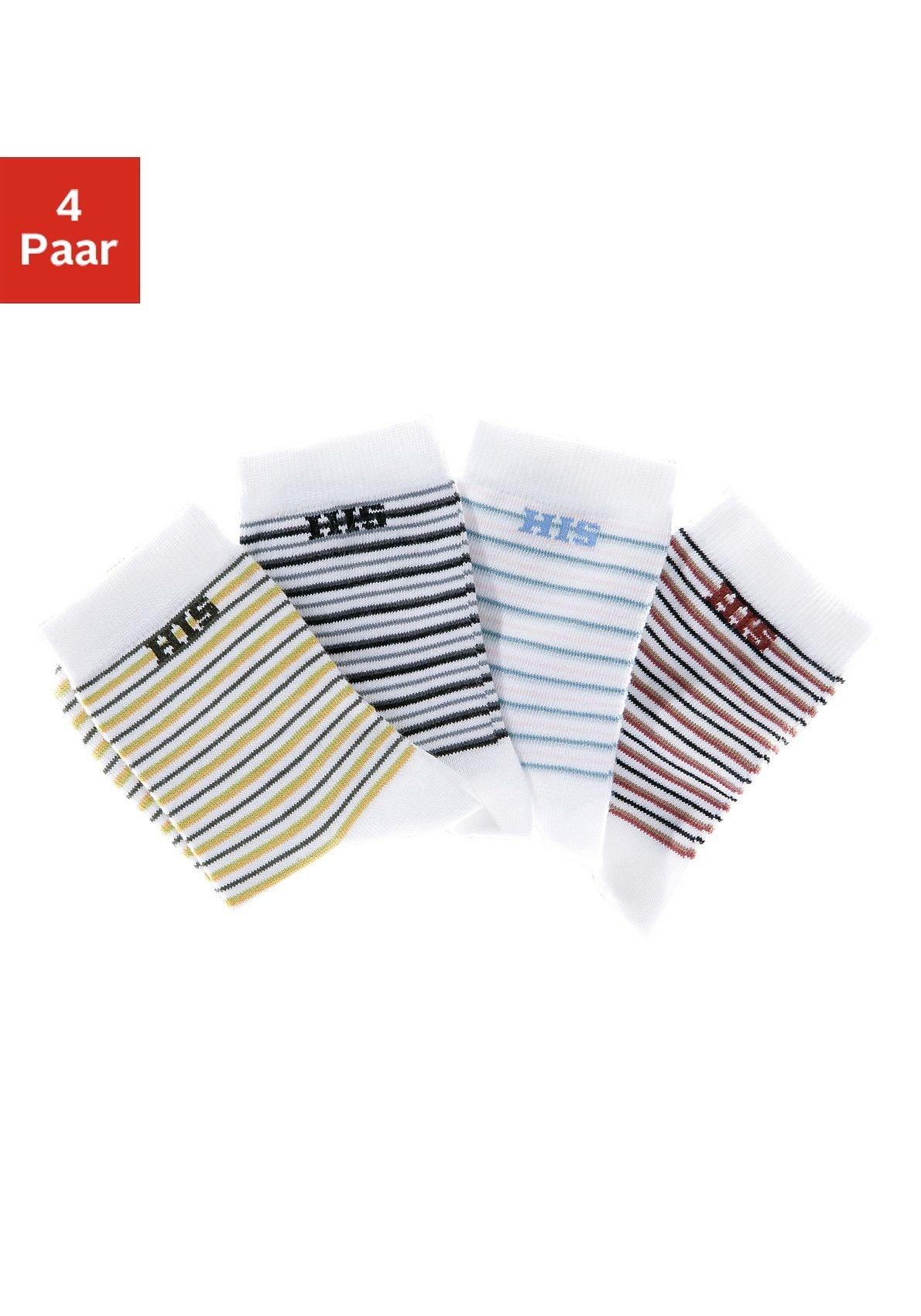 H.I.S Basicsocken, (Set, 4 Paar), mit eingestricktem Markenlogo