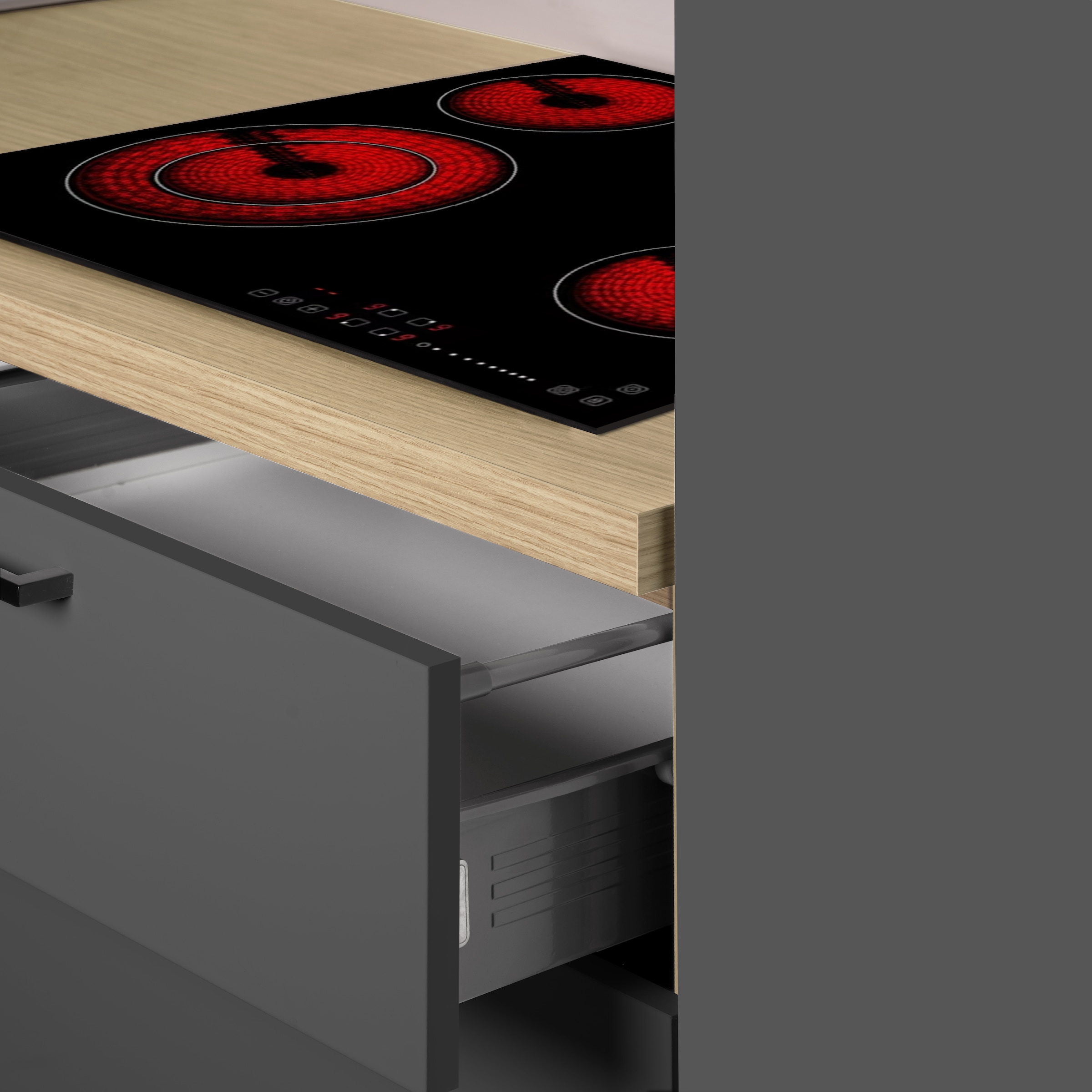 KOCHSTATION Küchenzeile »Luna, Einbauküche, Zeilenküche, mit Soft-Close Funktion, Made in Italy« Breite 300 cm ohne E-Geräte, mit Spüle+Siphon und Aufsatz