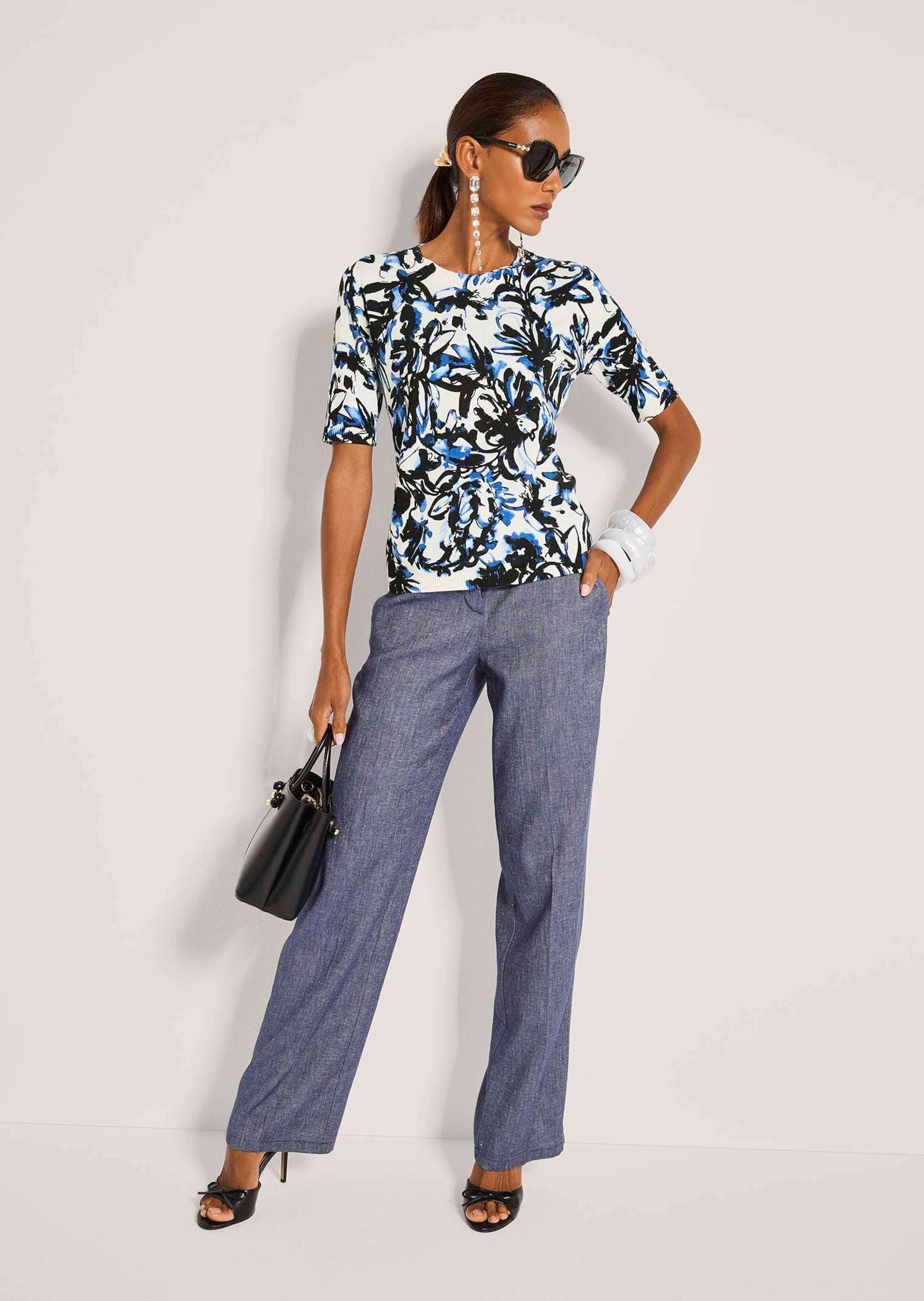 MADELEINE Longpullover »Strickpullover Glattstrickpullover mit Unikat-Print« Alloverprint