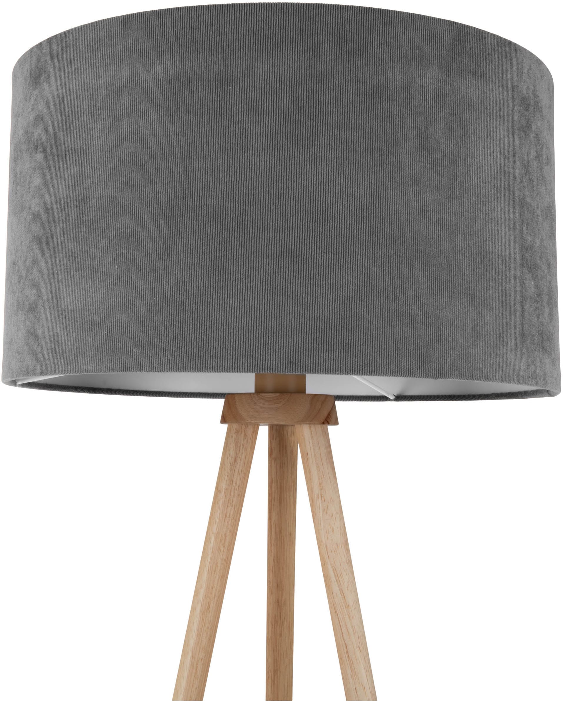 OTTO home Stehlampe »Torell - Dreibein Stehleuchte« E27 1 Stk. Textil, Dreibein Holz, E27, Kabel 300cm, Leinen o. Cord, Textilschirm