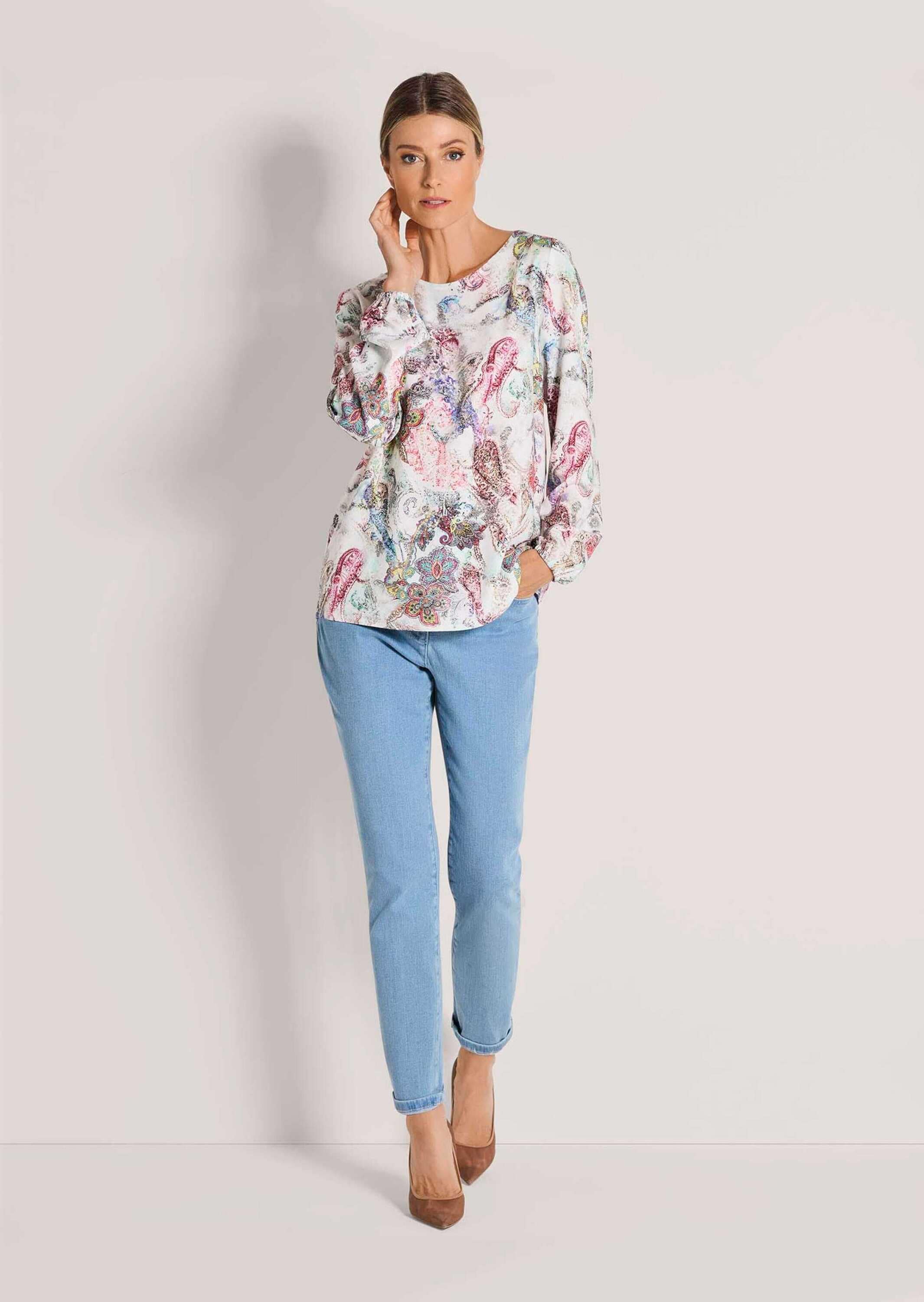 MADELEINE Langarmbluse »Bluse Viskose-Bluse mit Langarm, Print«
