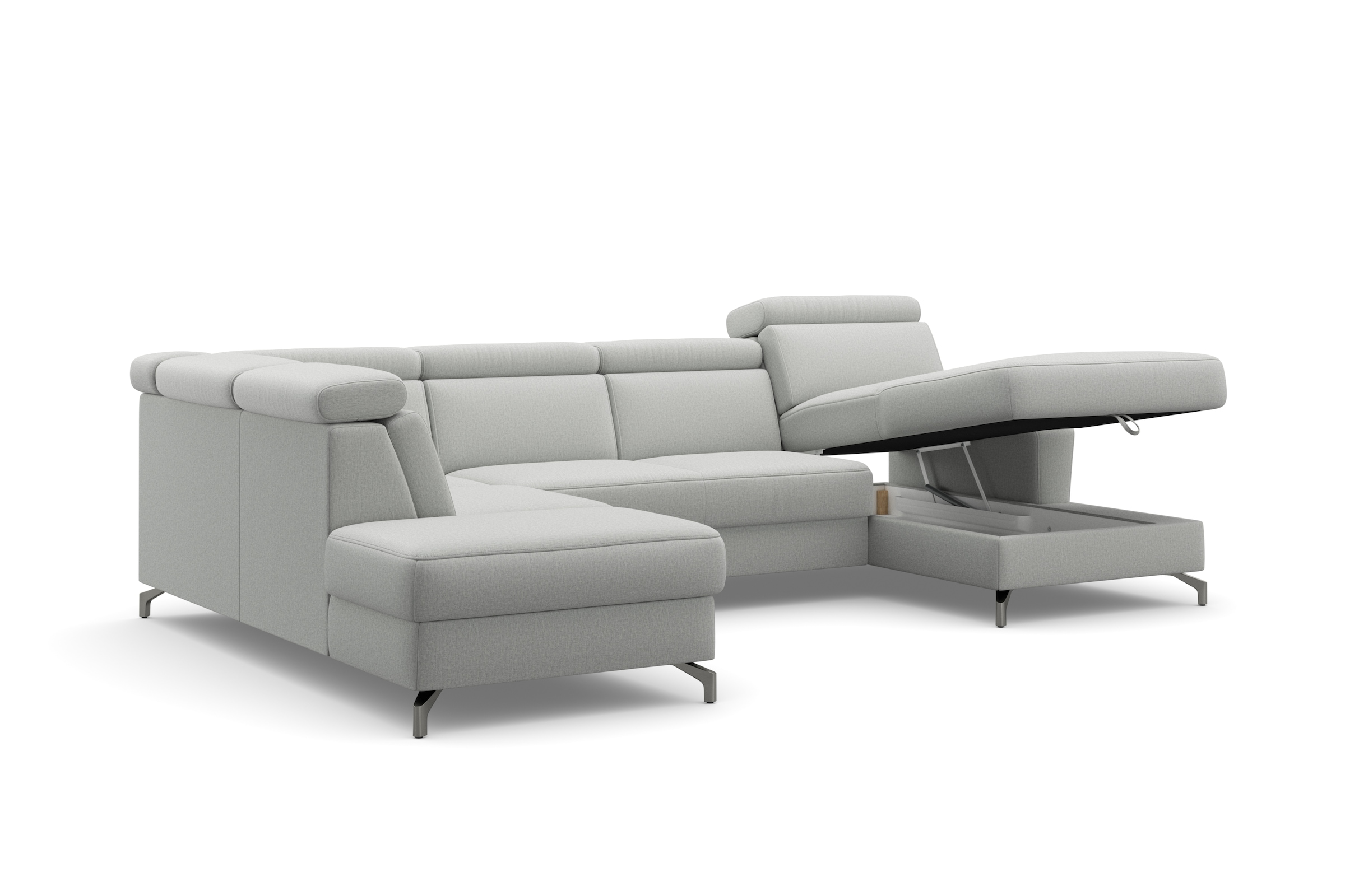 sit&more Wohnlandschaft »Scarlett U-Form«, inklusive Kopfteilverstellung, wahlweise mit Bettfunktion, Bettkasten
