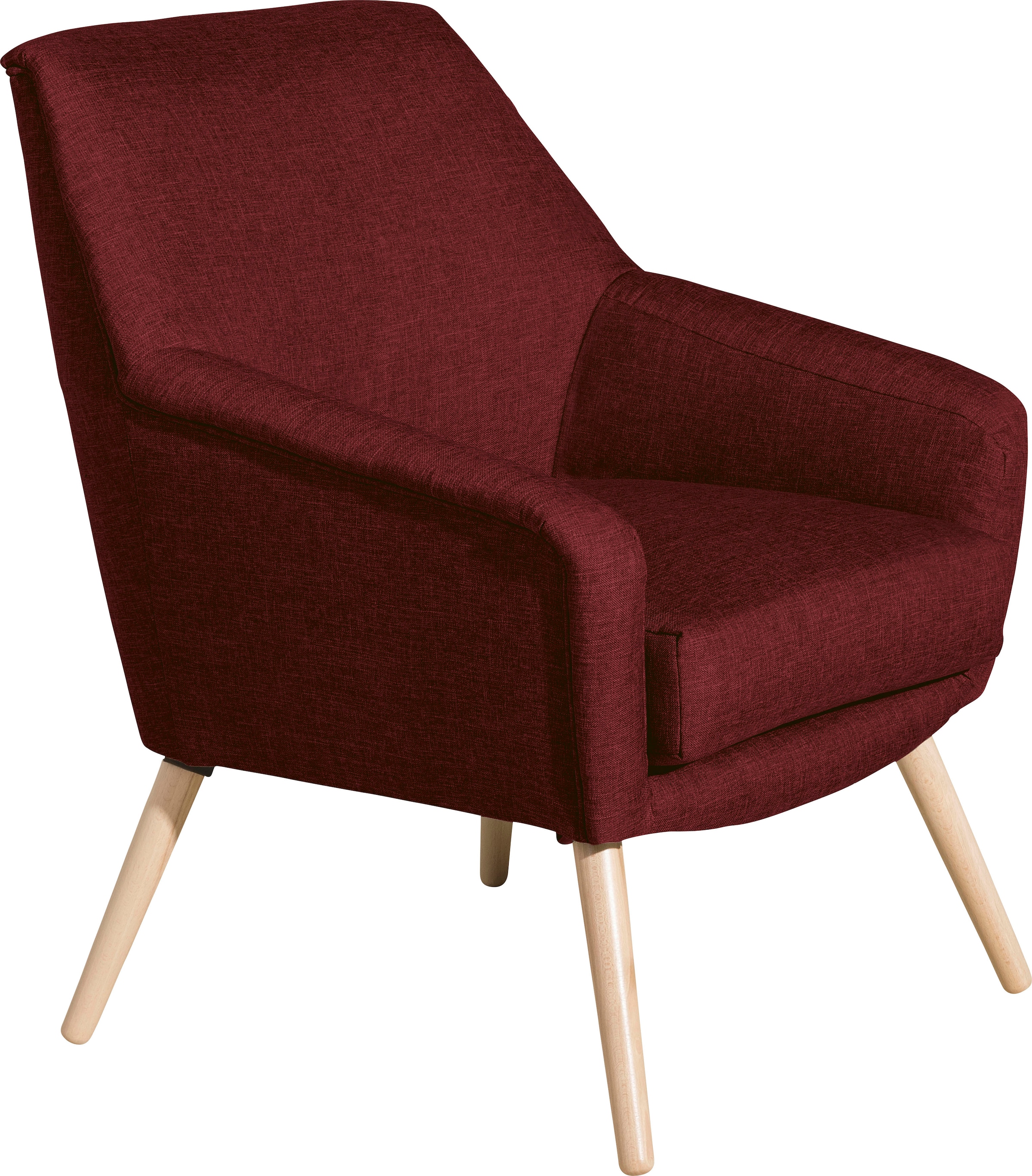 Max Winzer® Cocktailsessel »Alan, Loungesessel mit hohem Sitzkomfort, moderne Formensprache«, im Retrolook, Füße in Buche natur