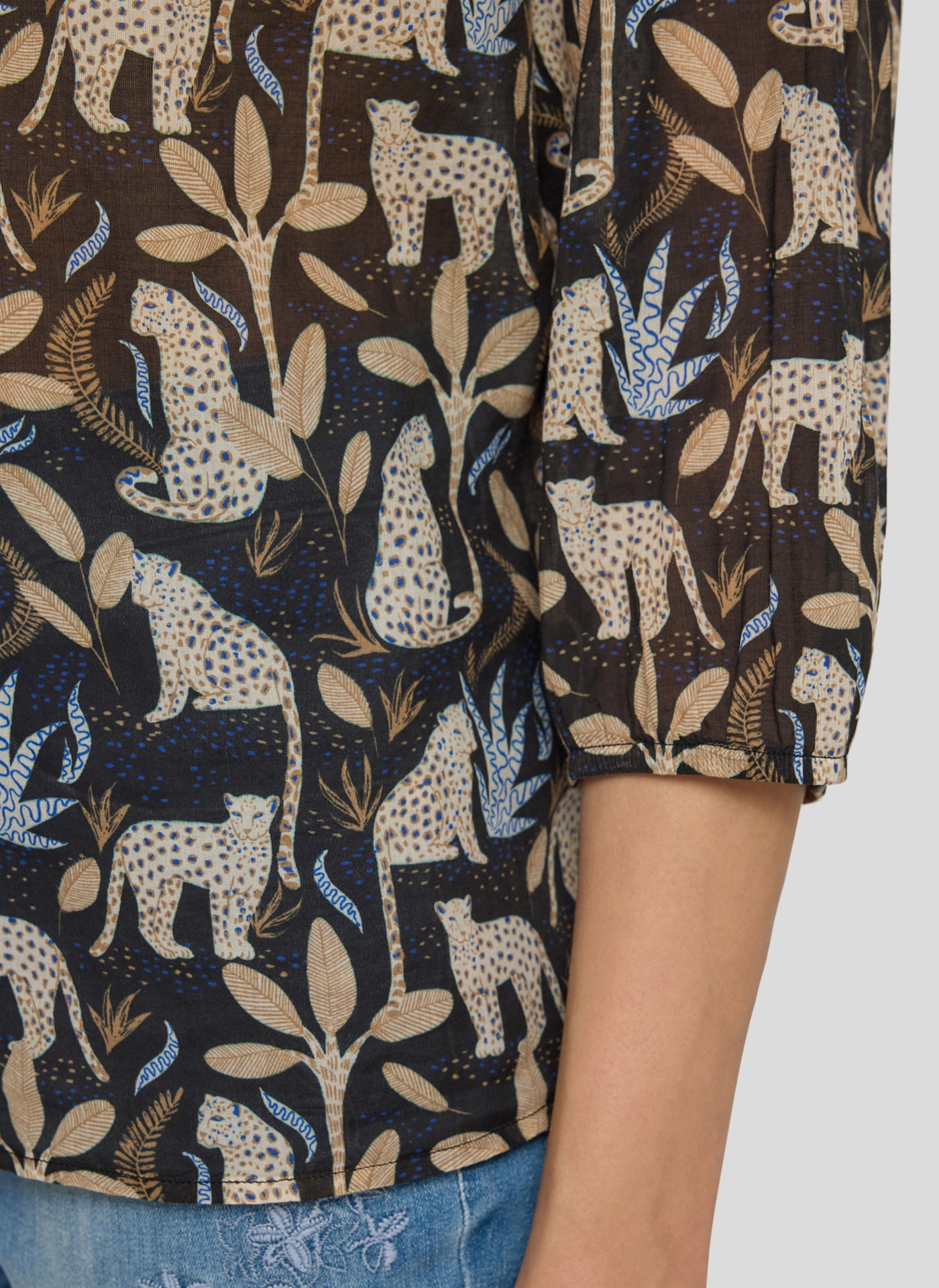 Rabe Druckbluse mit floralem Muster und Splitneck