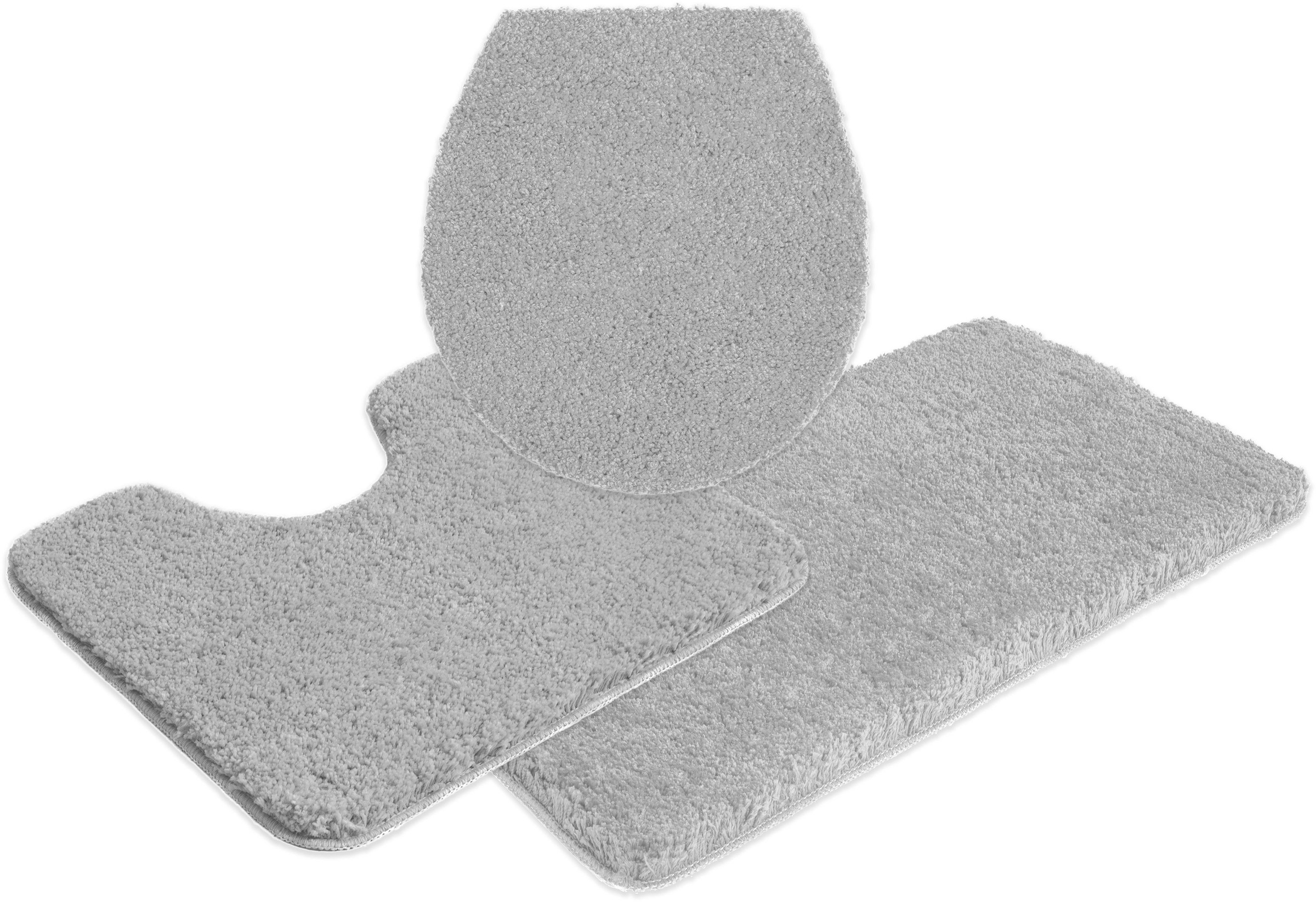 my home Badematte »Sanremo, Badvorleger, Badezimmer Teppich, sehr weich«, rutschhemmend beschichtet, fußbodenheizungsgeeignet-schnell trocknend, Badteppich, unifarben, rechteckig, rund & als 3-tlg. Set erhältlich