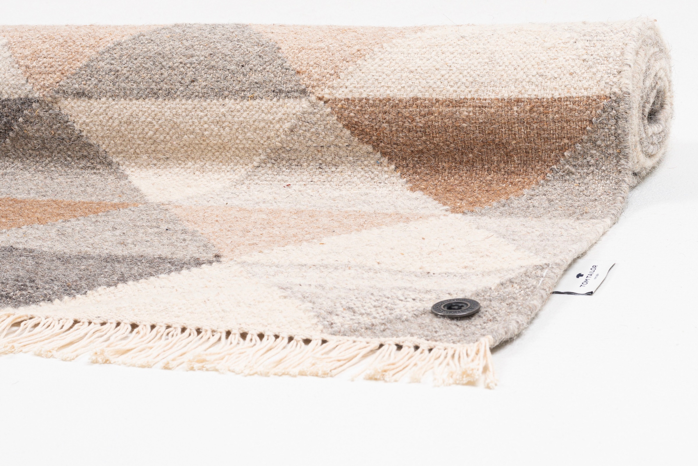 TOM TAILOR HOME Teppich »Triangle Kelim« rechteckig 5 mm Höhe handgewebt, mit Fransen, Boho-Style