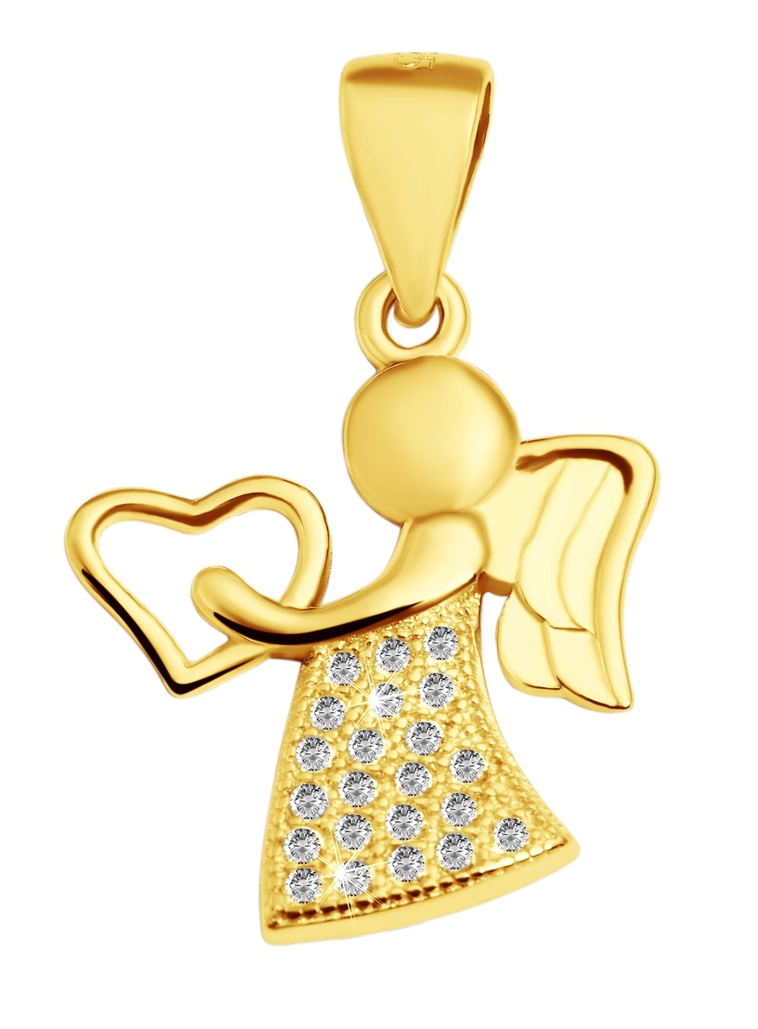 Adelia´s Herzanhänger »Damen Anhänger ¿ Engel Herzanhänger aus 925 Silber mit Zirkonia« ()