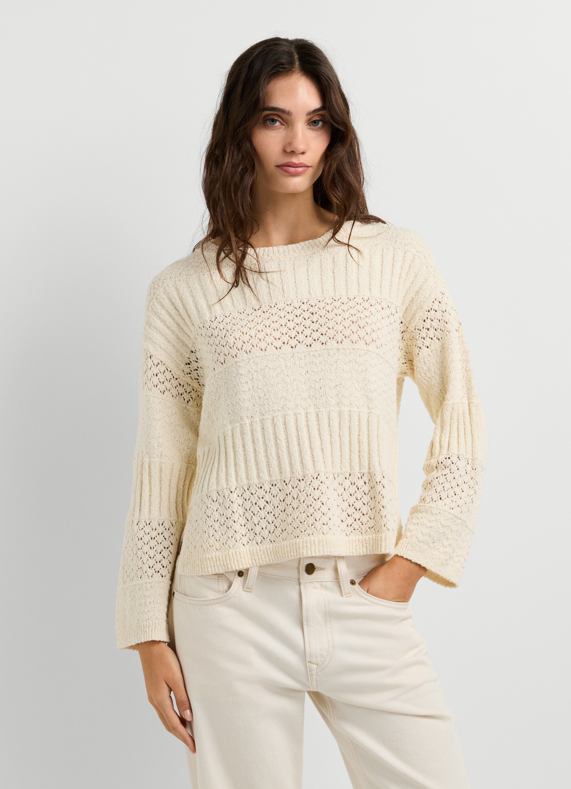 Pepe Jeans Strickpullover »ALAYA« im Strukturmix, reine Baumwolle
