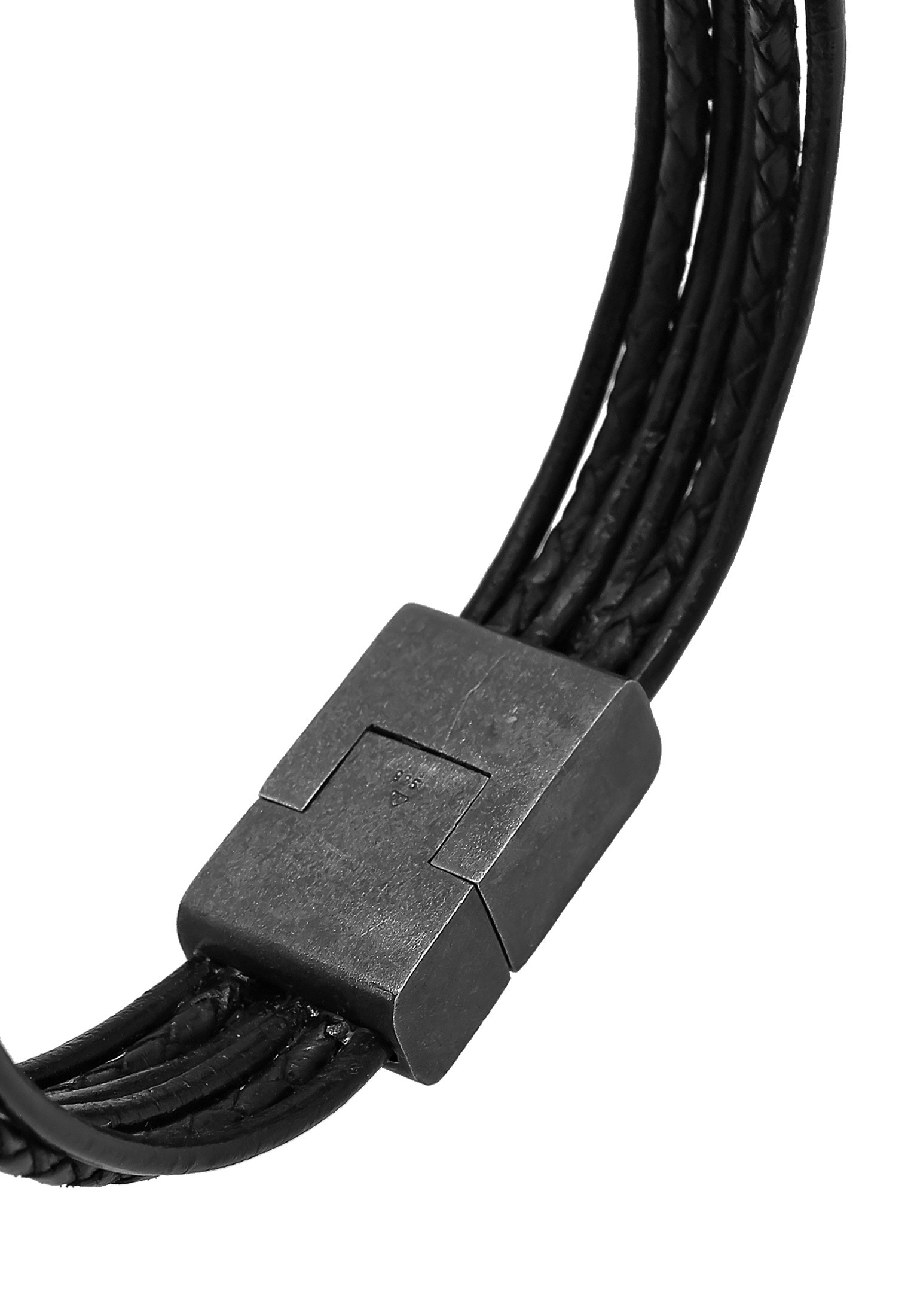 Kuzzoi Lederarmband »Armband Leder 6-reihig Magnet Basic 925 Silber oxidiert«