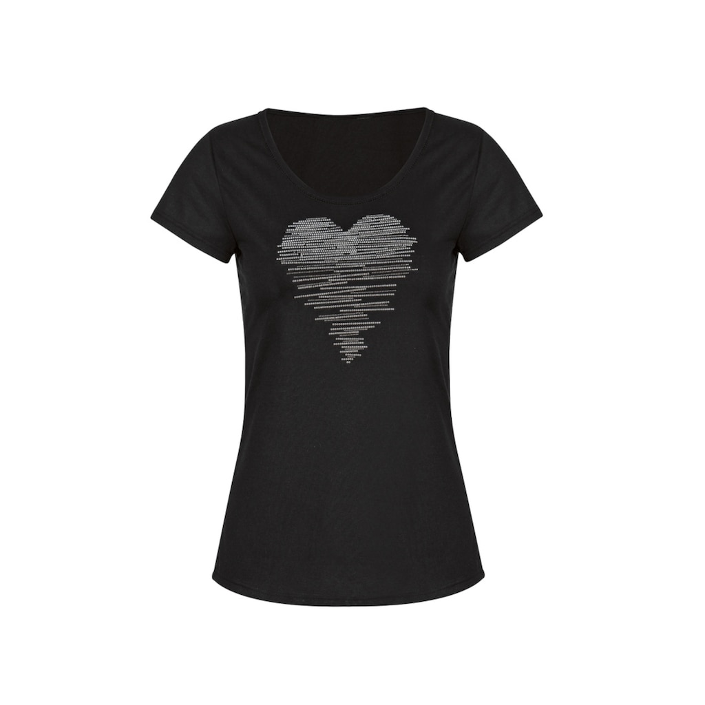 Trigema T-Shirt »TRIGEMA T-Shirt mit glitzerndem Herz-Motiv«, (1 tlg.)