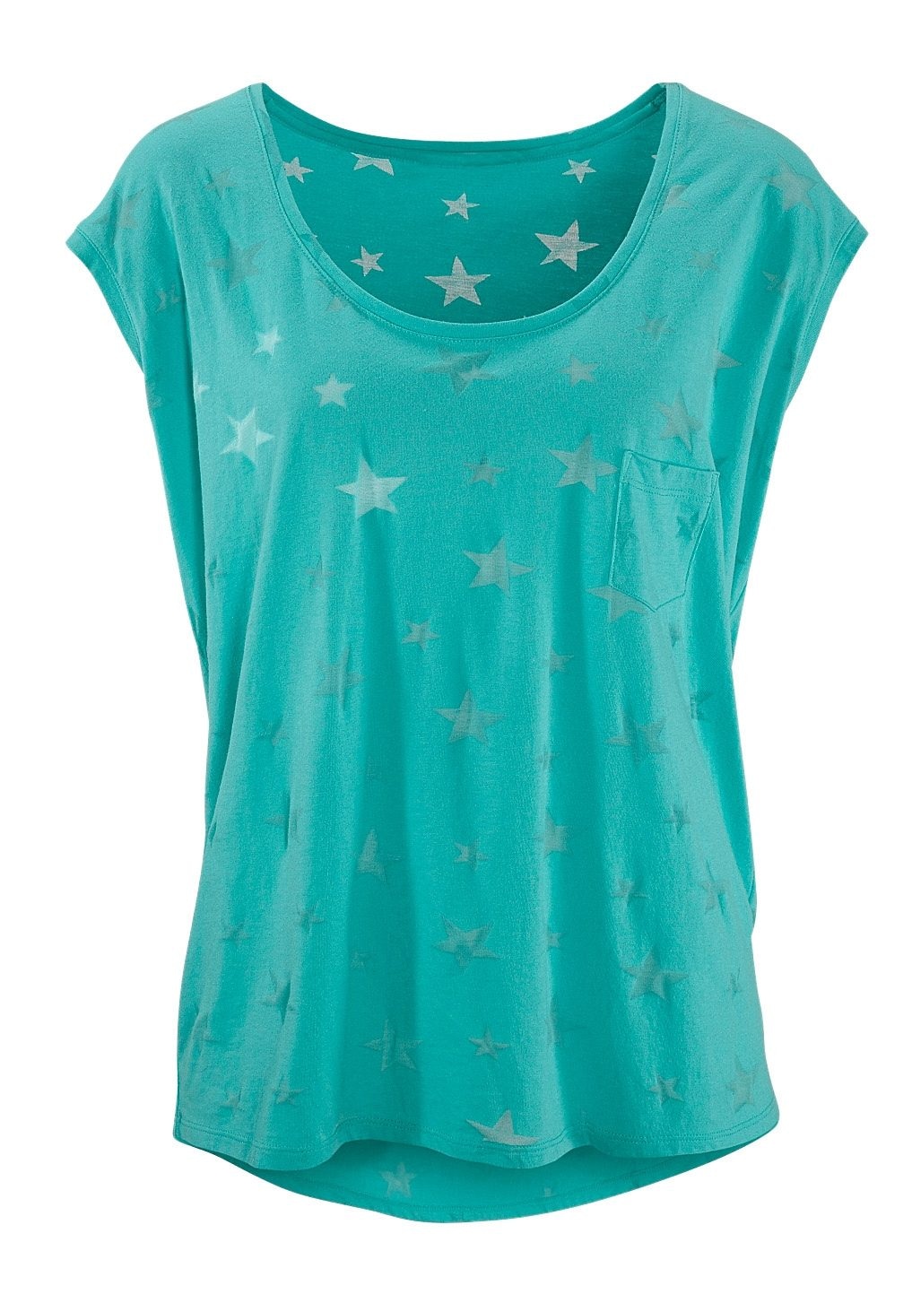 bei T-Shirt, (2er-Pack), mit Sternen ♕ leicht Ausbrenner-Qualität Beachtime transparenten