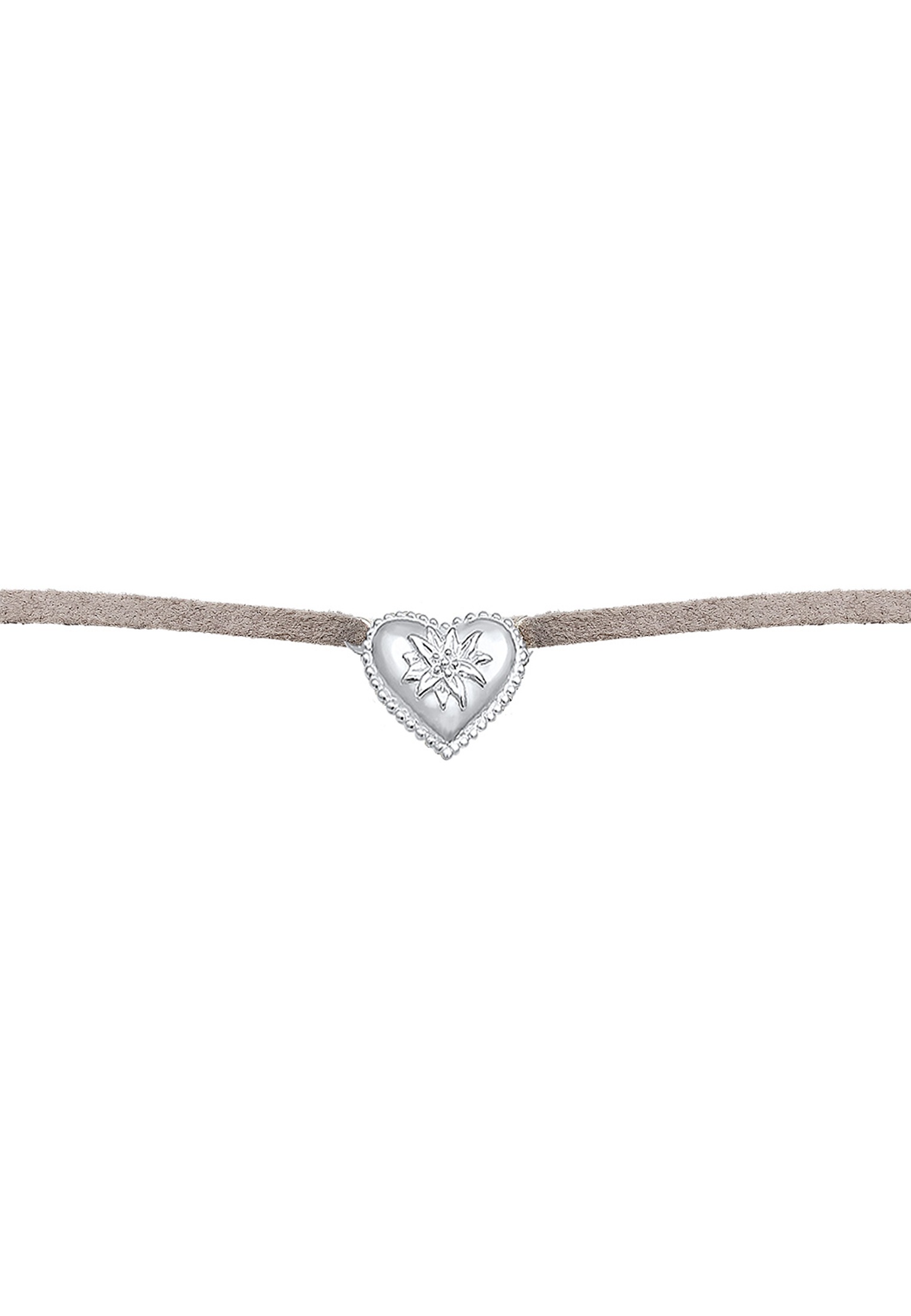 Elli Choker »Halskette Choker Leder Herz Edelweiss Tracht 925 Sterling Silber«