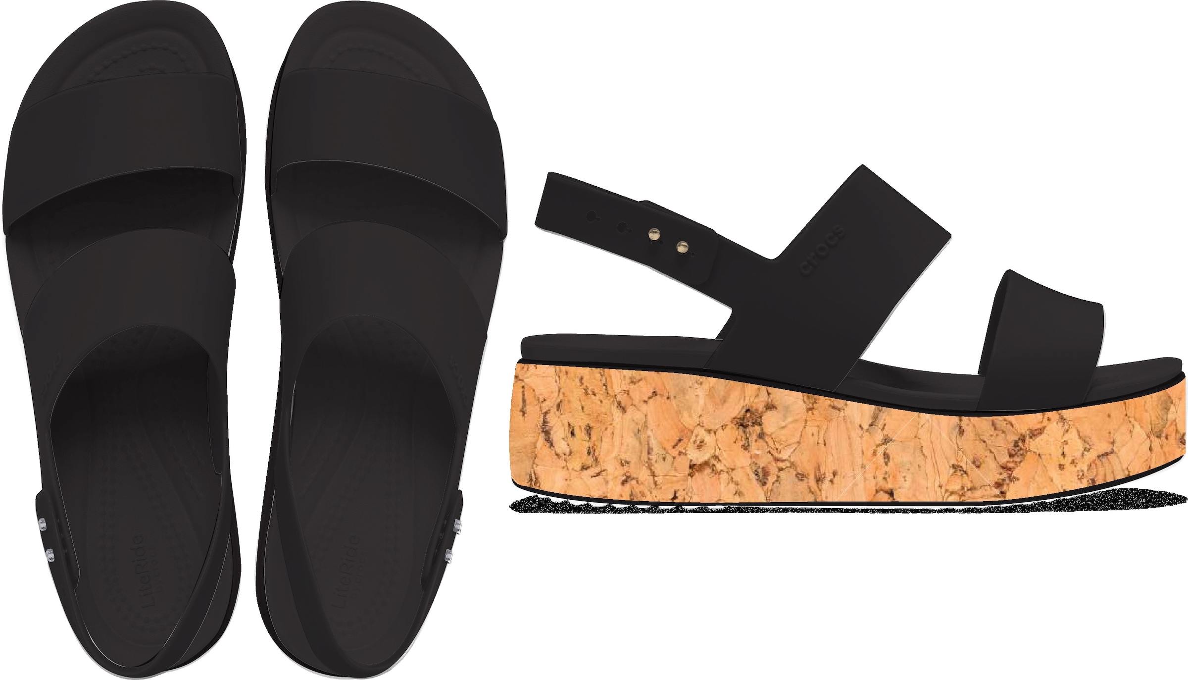 Crocs Keilsandalette »Brooklyn Cork Low Wedge«, Plateausandale, Sommerschuh mit Korkplateau