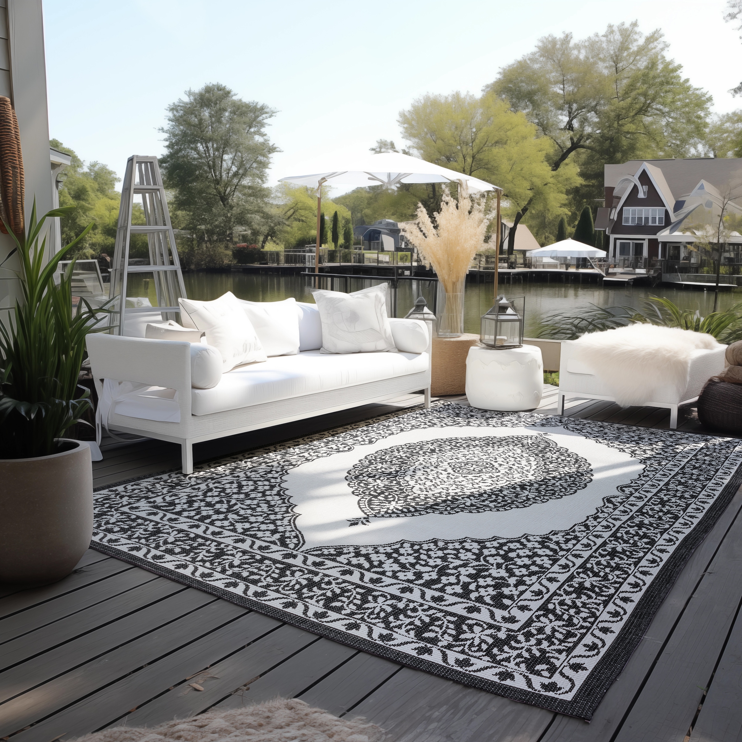 ELLE DECORATION Teppich »Meekly, In- und Outdoor«, rechteckig, Flachgewebe, In-& Outdoor, Modern, Wendeteppich, Balkon, Wohnzimmer