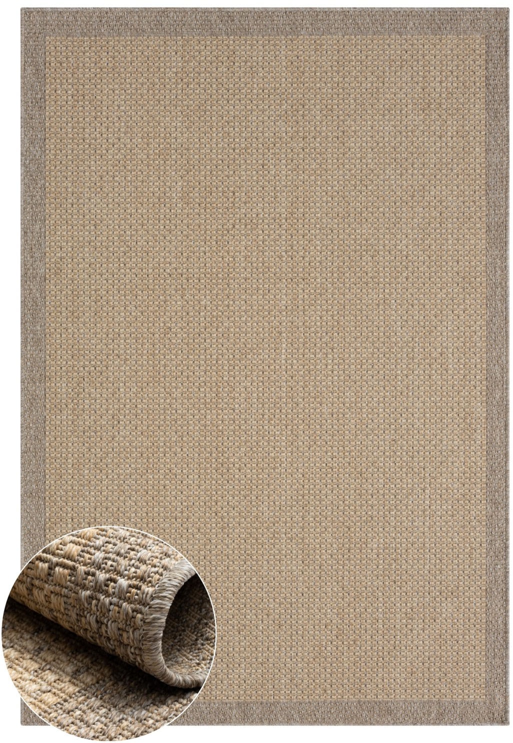 Myflair Möbel & Accessoires Teppich »Natura, LAGERRÄUMUNG!«, rechteckig, 6 mm Höhe, Uni Farben, mit Bordüre, Outdoor geeignet, Balkon, Terrasse