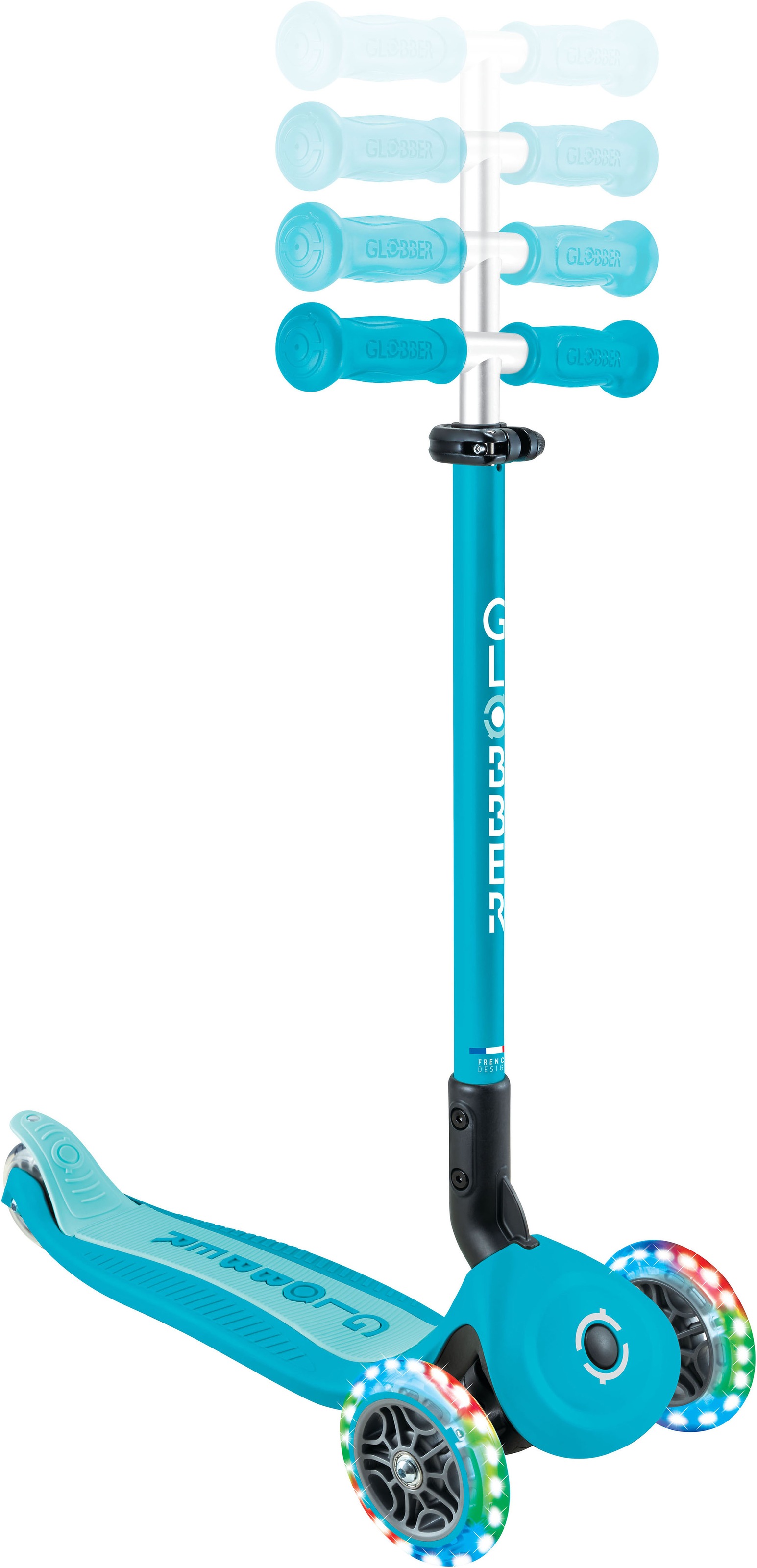 Globber Tretroller »GO-UP ACTIVE LIGHTS 360, mit Leuchtrollen« Aufsitzrad, Laufrad und Scooter