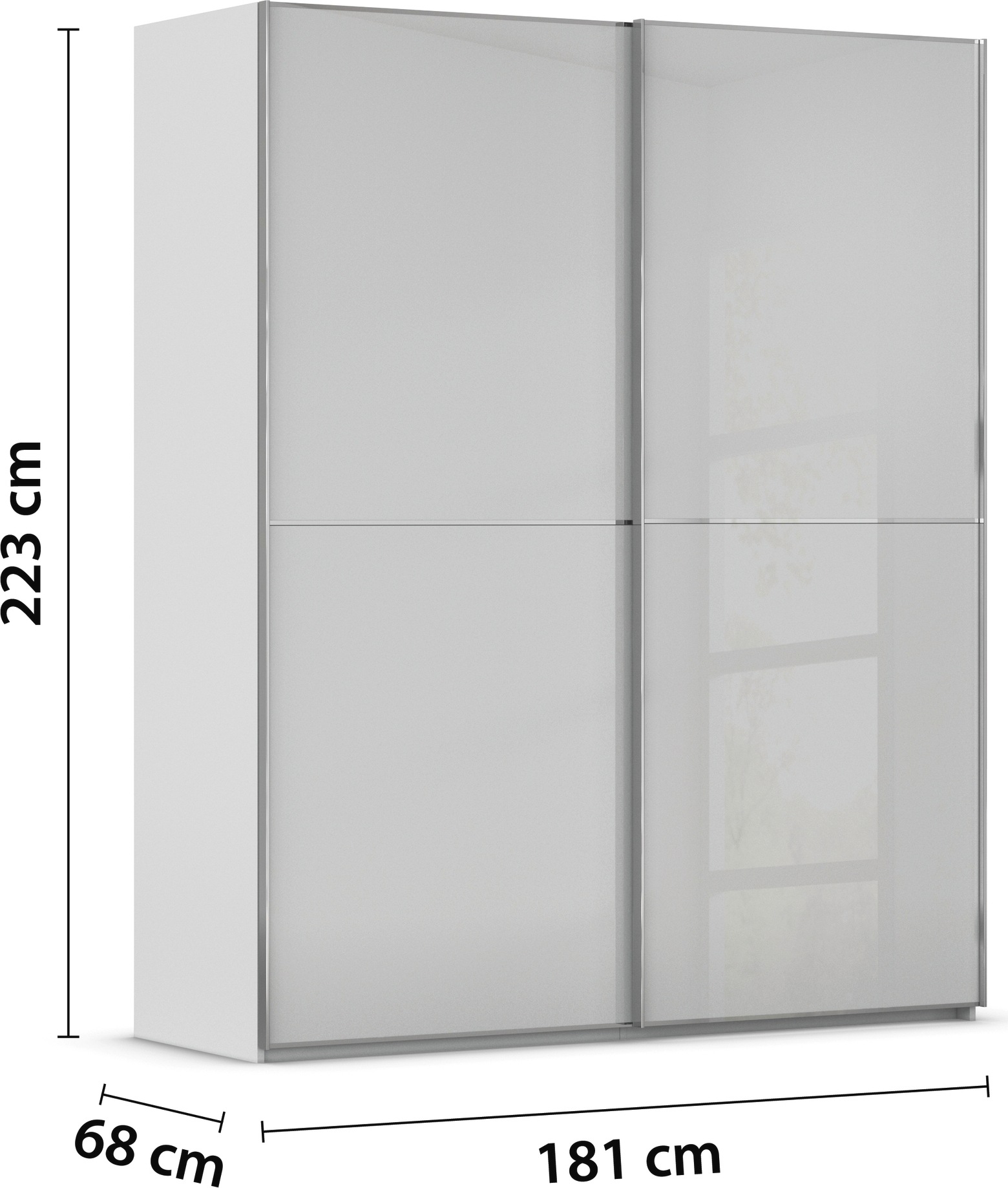 rauch Schwebetürenschrank »Kleiderschrank Schrank Garderobe Schlafzimmerschrank SCALE-DUO« edle zweigeteilte Türen Glas-Front mit 3 Zierleisten MADE IN GERMANY