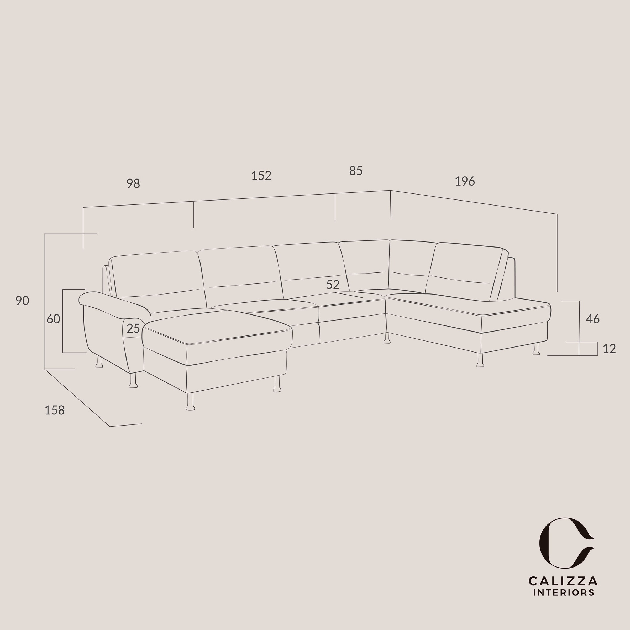 CALIZZA INTERIORS Wohnlandschaft »Onyx U-Form«, (3 St.), wahlweise mit Bettfunktion und Bettkasten