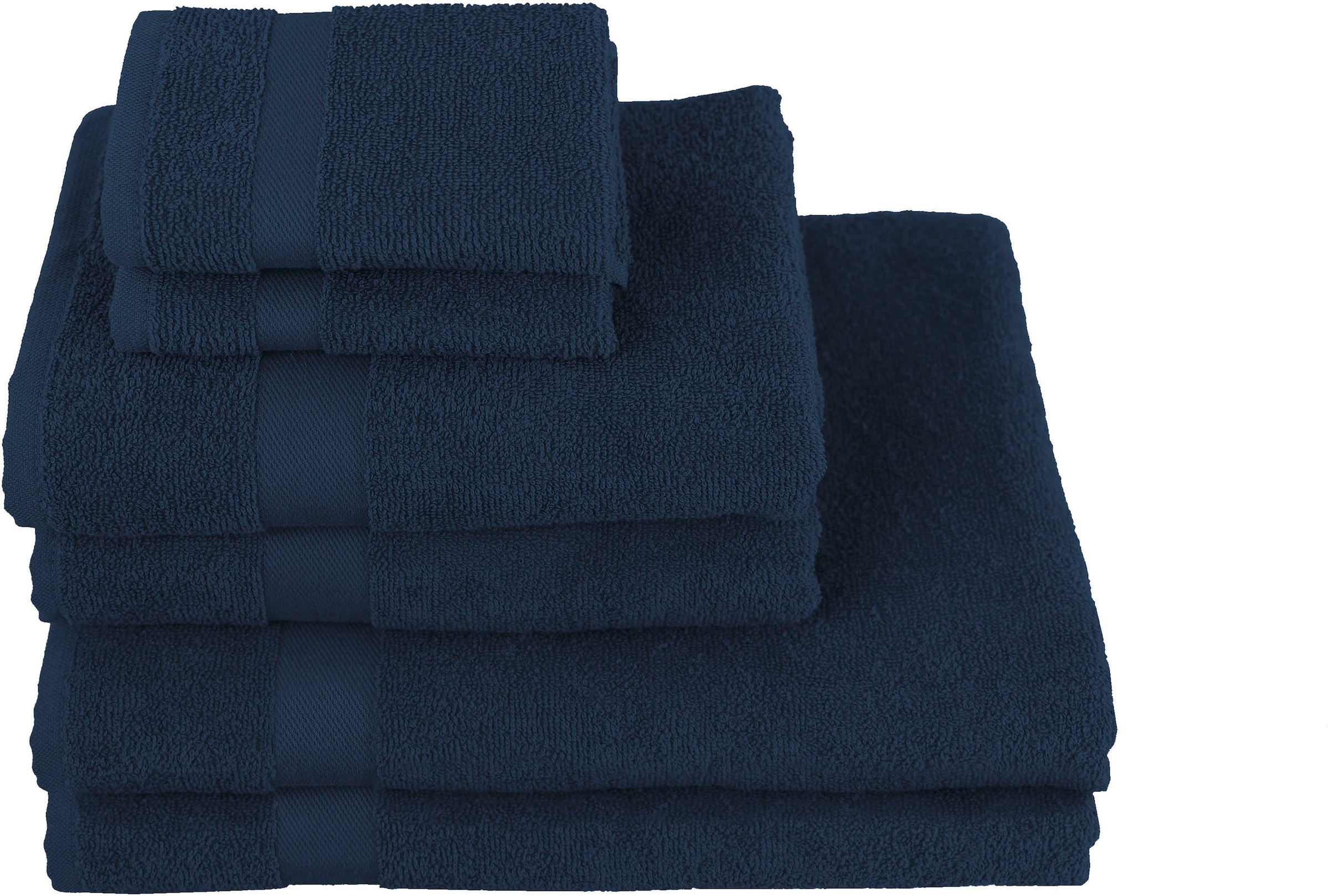 my home tlg., Handtuch-Set Baumwolle 6 Set, mit Handtuch Walkfrottier, einfarbiges aus 100% »Nela«, Set Bordüre