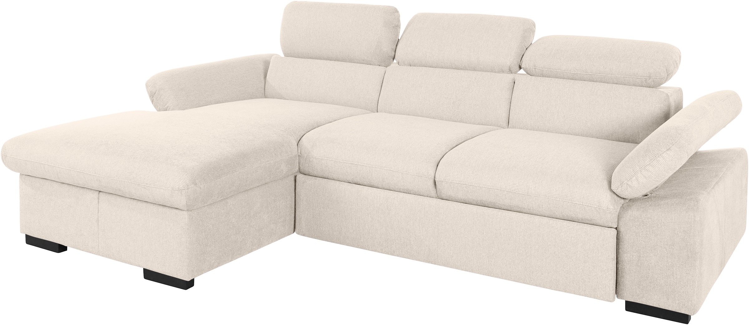 COTTA Ecksofa »Lola L-Form mit Kopfteilfunktion & Hocker«, (Set, mit Hocker), wahlweise mit Bettfunktion, Bettkasten & Armteilverstellung