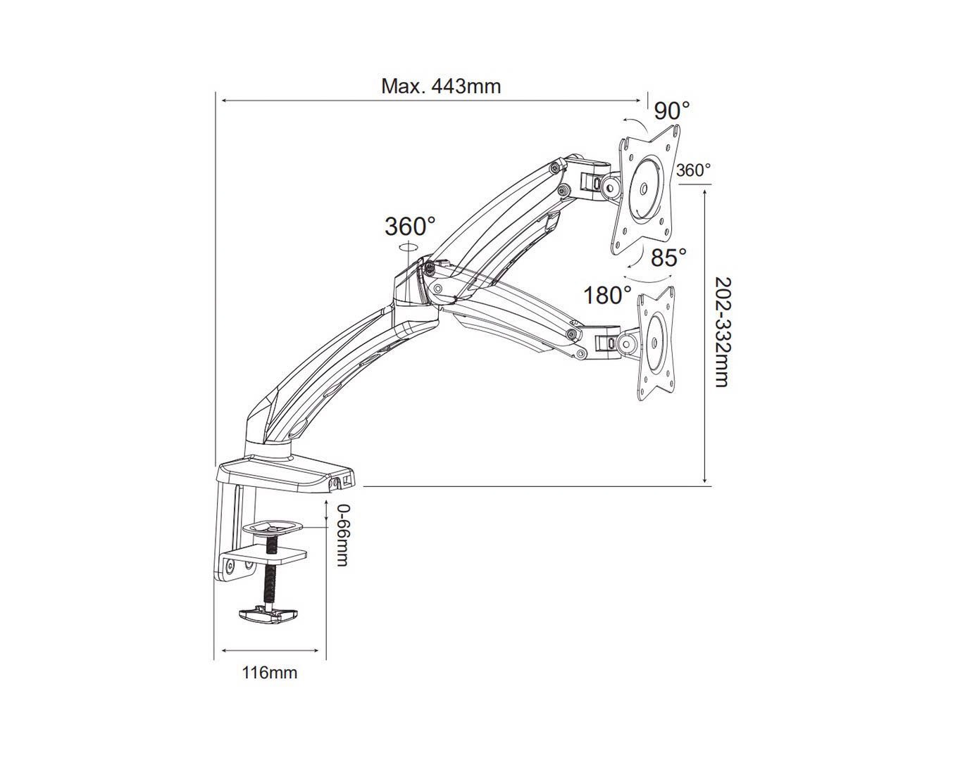 Hama Monitor-Halterung »Bildschirm Halterung, höhenverstellbar mit  Gasfeder, 13-35 Monitorarm«, bis 89 cm Zoll ➥ 3 Jahre XXL Garantie