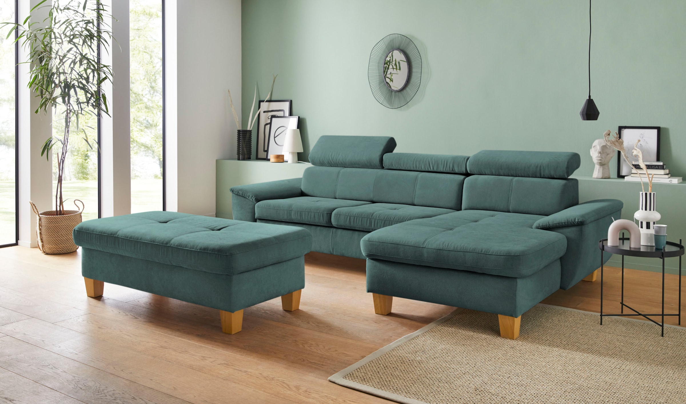 exxpo - sofa fashion Ecksofa »Enya, aufwendige Detailverarbeitung, hoher Sitzkomfort, bequem, L-Form«, inkl. Kopfteilverstellung, wahlweise mit Bettfunktion und Bettkasten