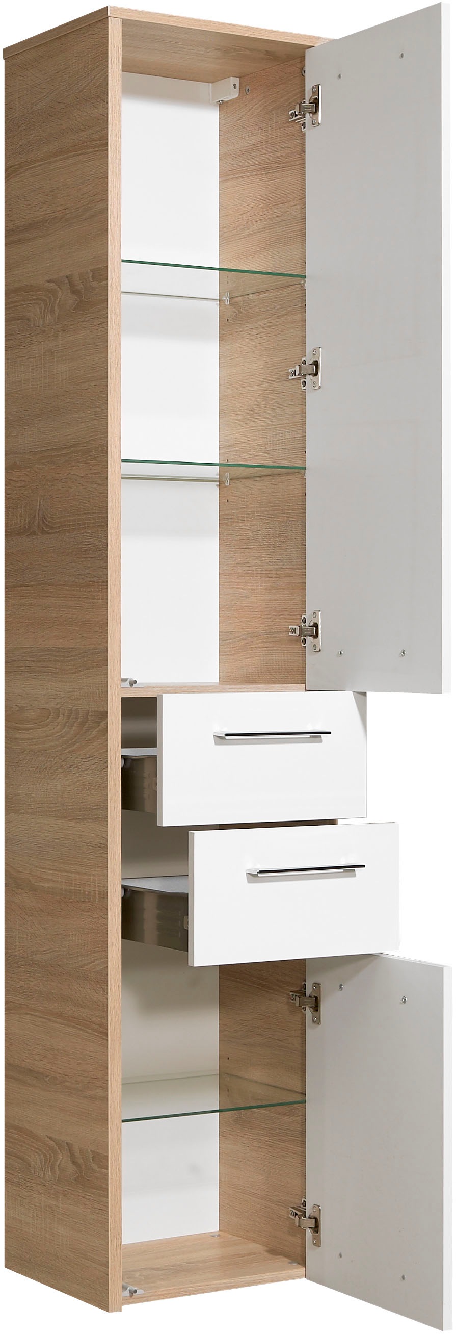 Saphir Badmöbel-Set »Quickset 382 5-teilig, Waschbeckenunterschrank mit LED-Spiegelschrank«, (11 St.), Hochschrank, Unterschrank, Hängeschrank, inkl. Türdämpfer, 8 Türen