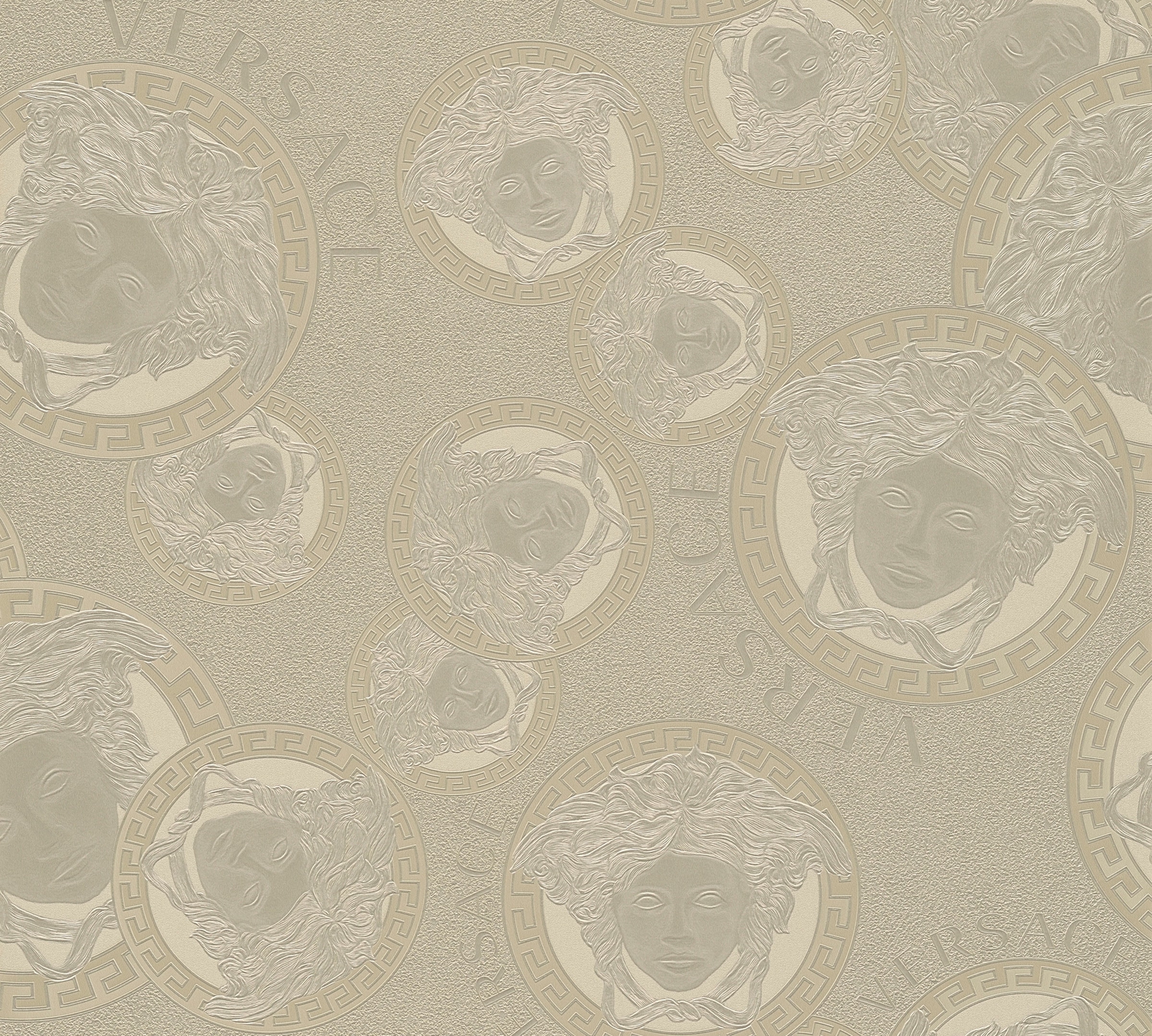 Vliestapete »Wallpaper Versace 5 Medusakopf Metallic«, hochglänzend, Designertapete