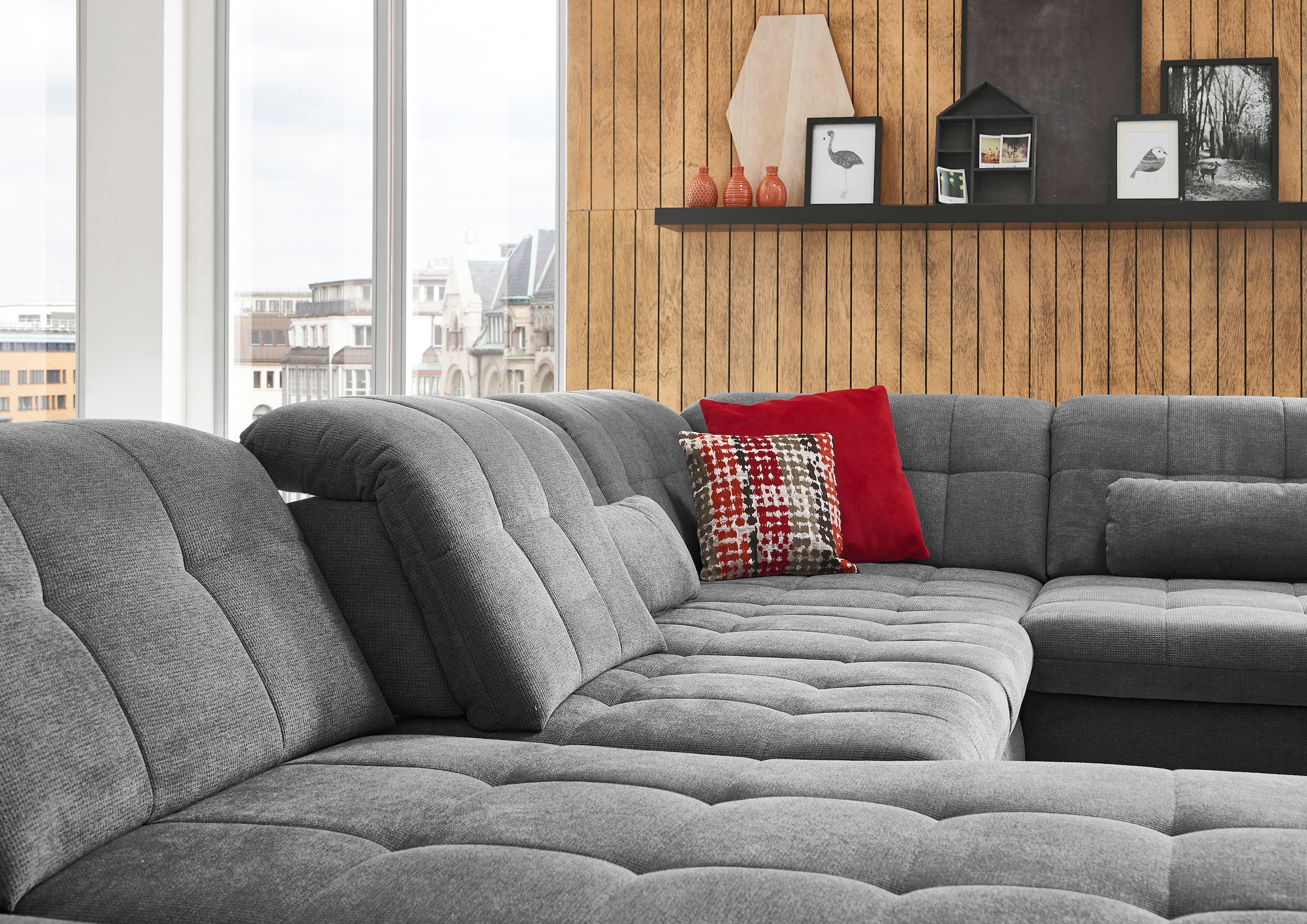 Die PlanBar Wohnlandschaft »MP-IN17004 U-Form, Breite 382 cm« Federkern-Polsterung, wahlweise mit Funktionen